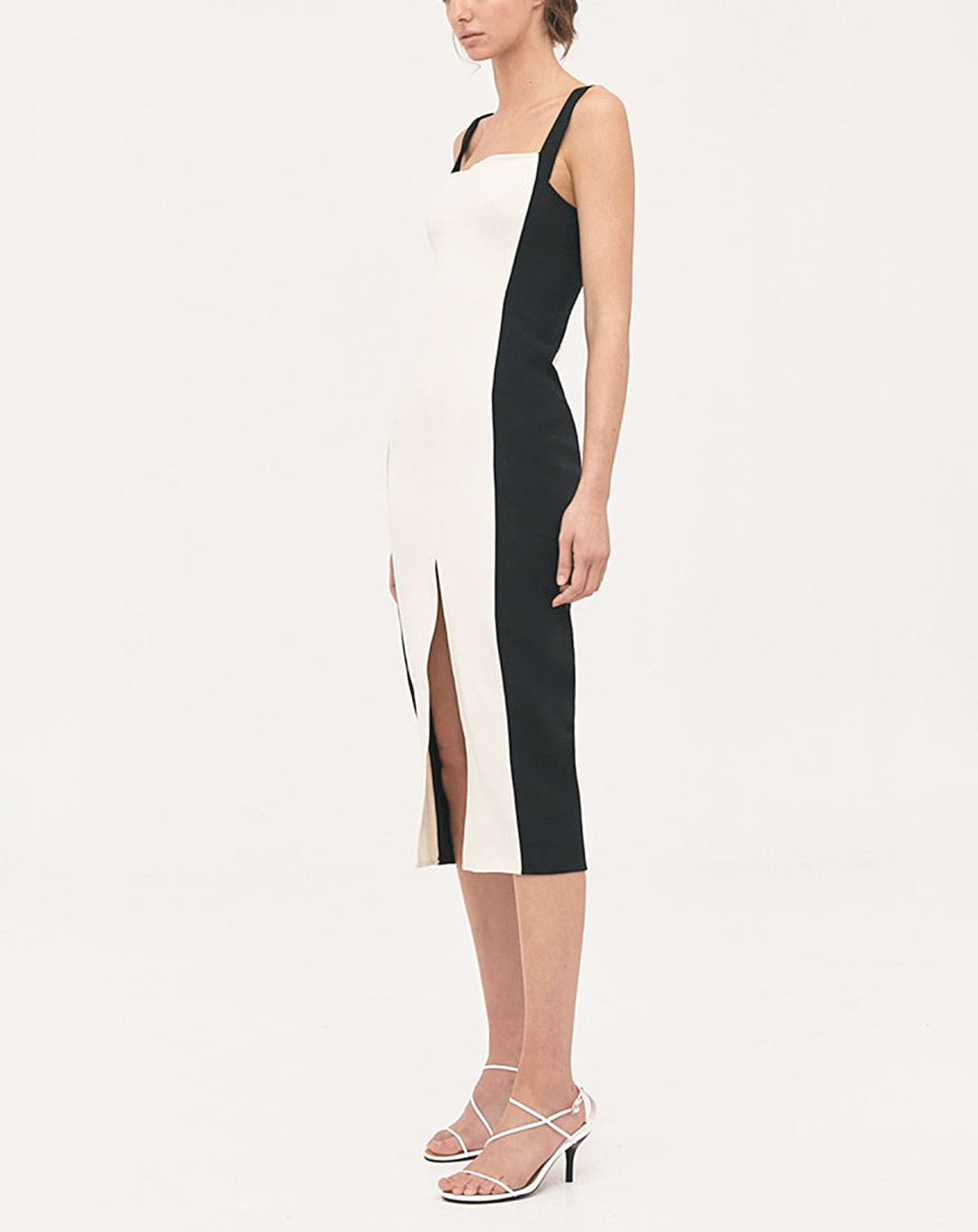 ♀Contrast Color Center Slit Dress