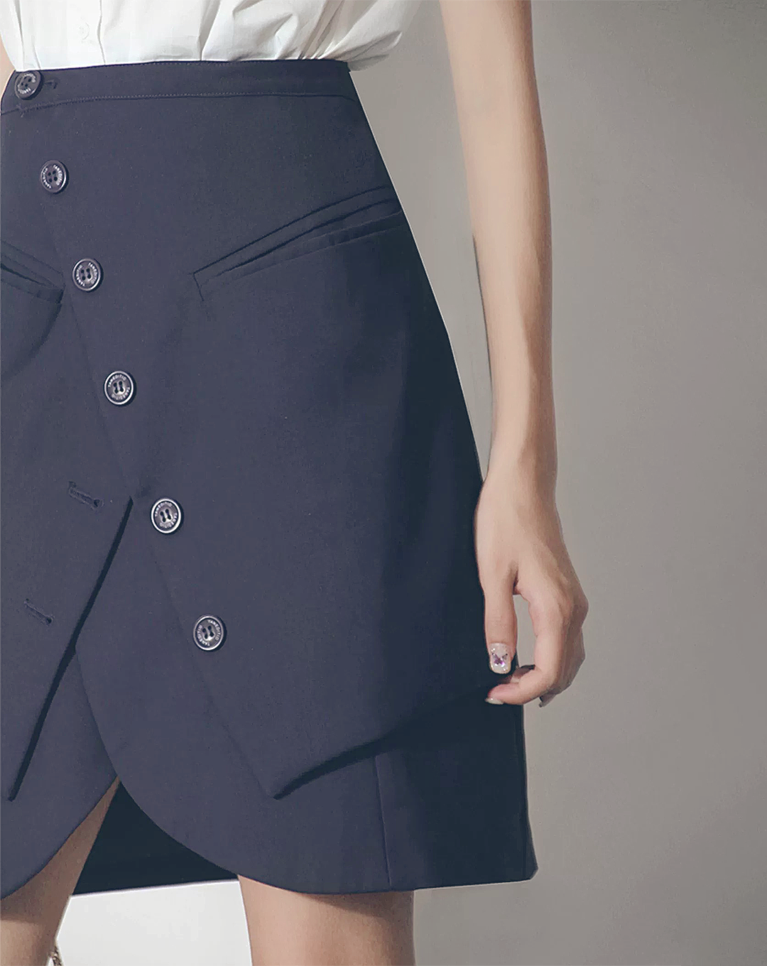 ♀Jacket Style Button Skirt