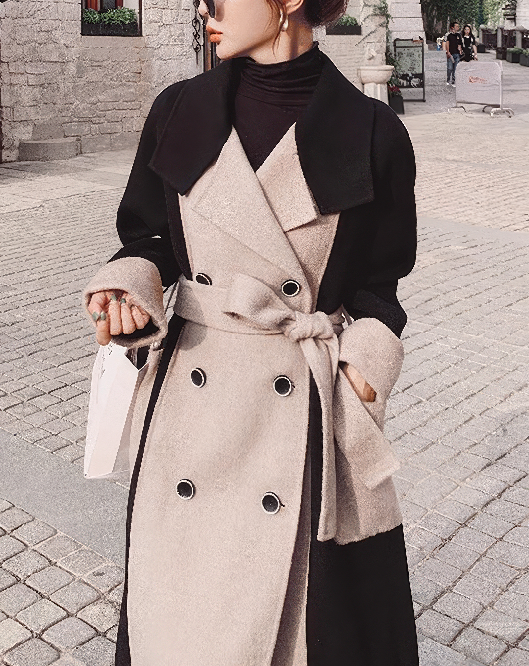 ♀Color Block Double Coat