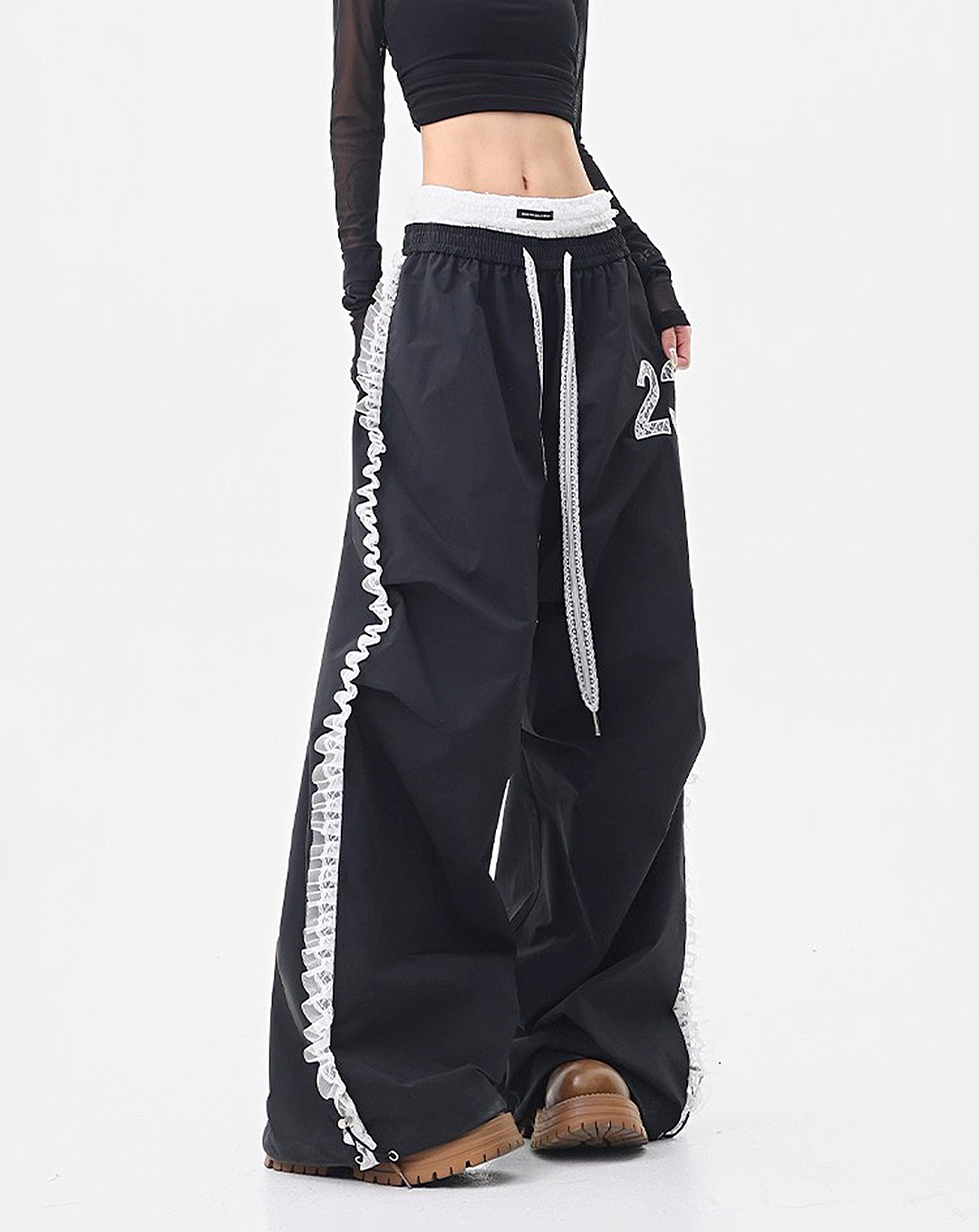♀Lace Trim Sporty Pants