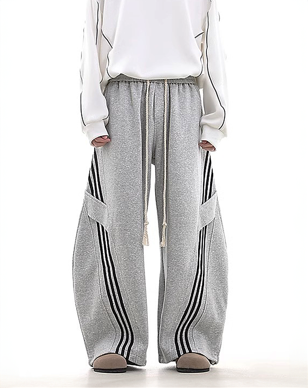 ♂Athletic Stripe Drawstring Pants