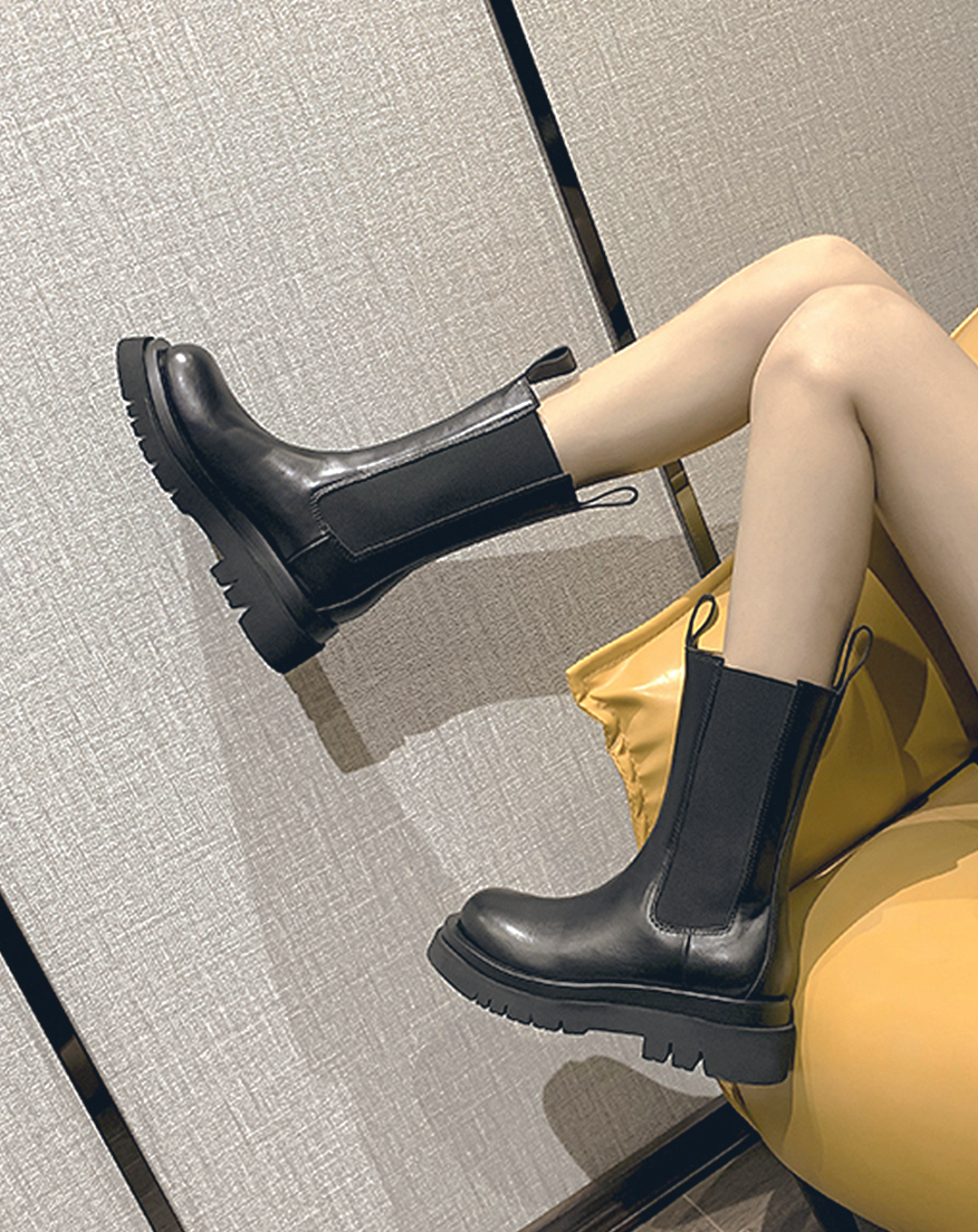 ♀本革/Rugged Sole Side Gore Boots