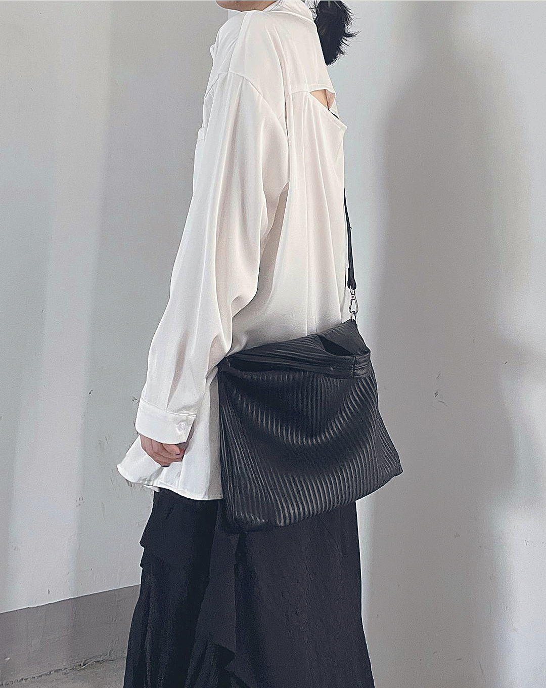 2Way Leather Pleated Bag