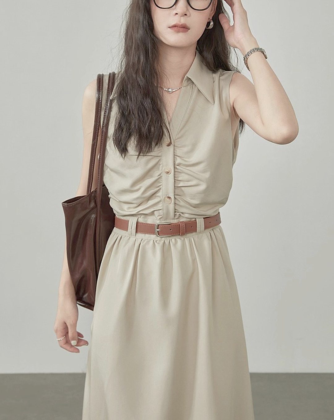 ♀Front Gathered Dress