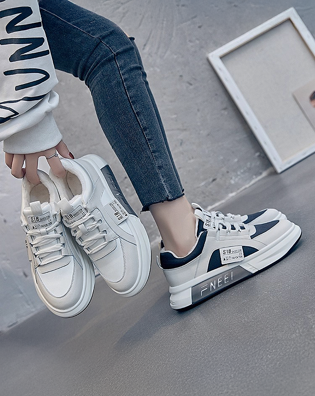 ♀本革/Double Tone Street Sneaker