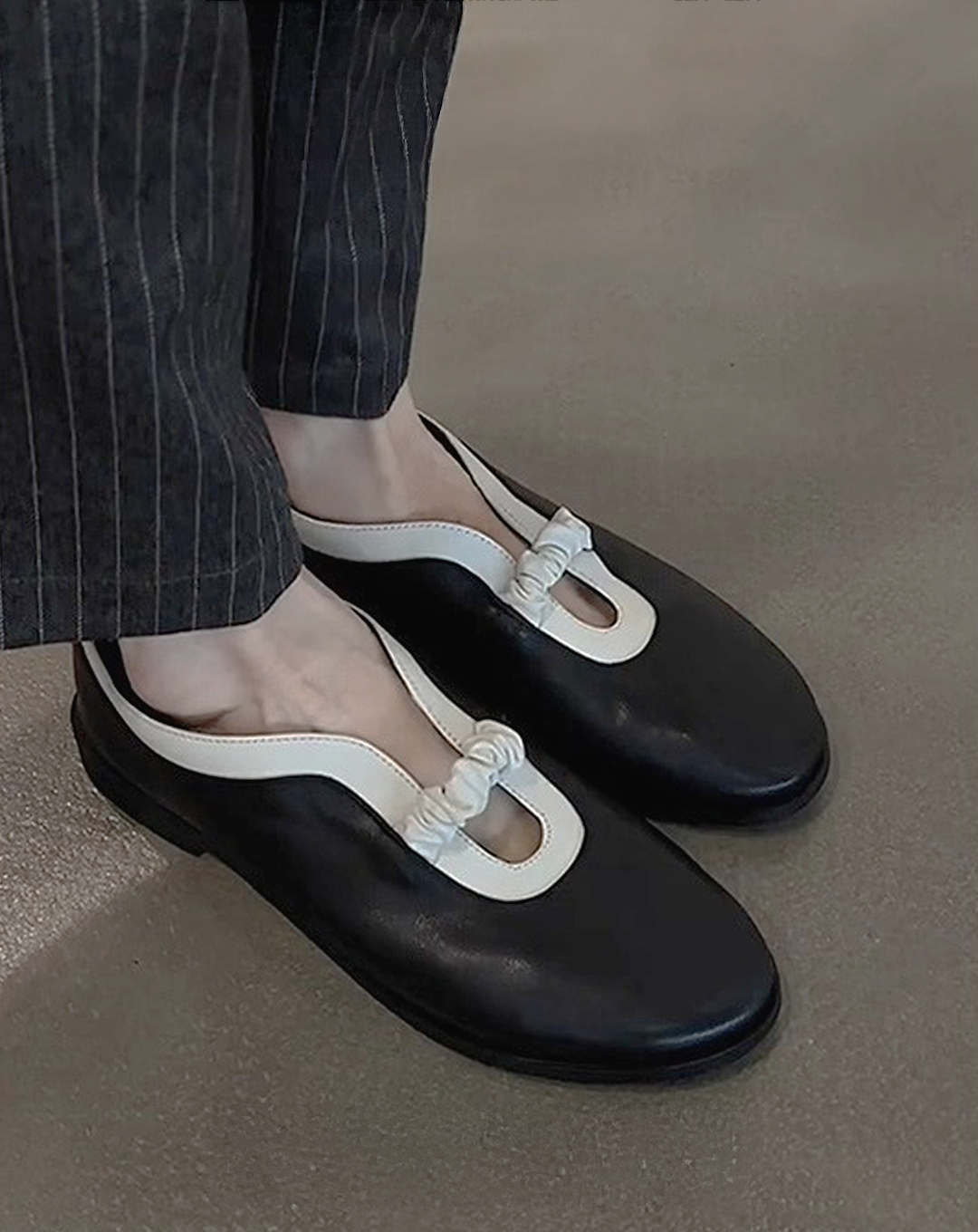 ♀Gathered Strap Flat Shoes