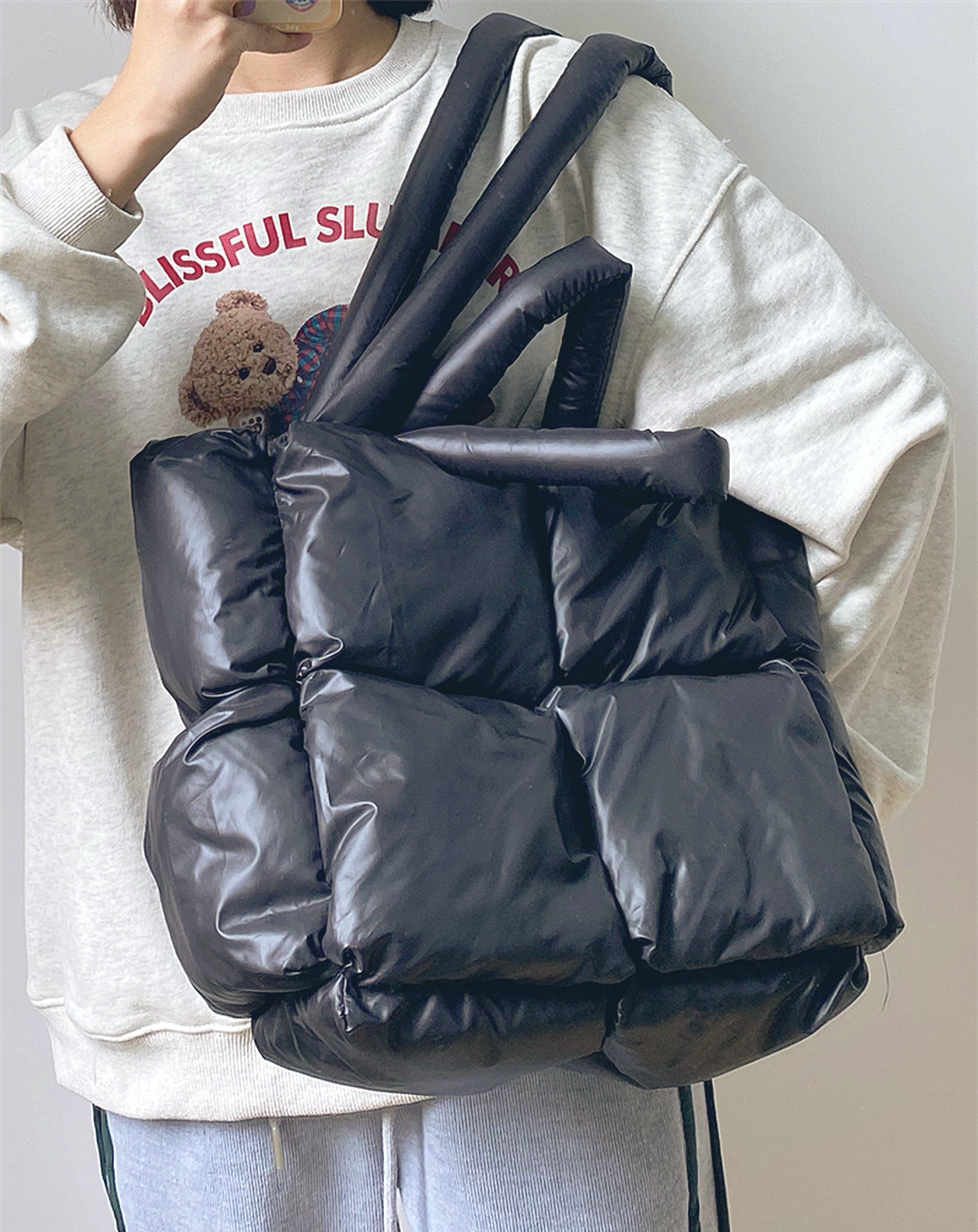 Down Quilted Tote Bag