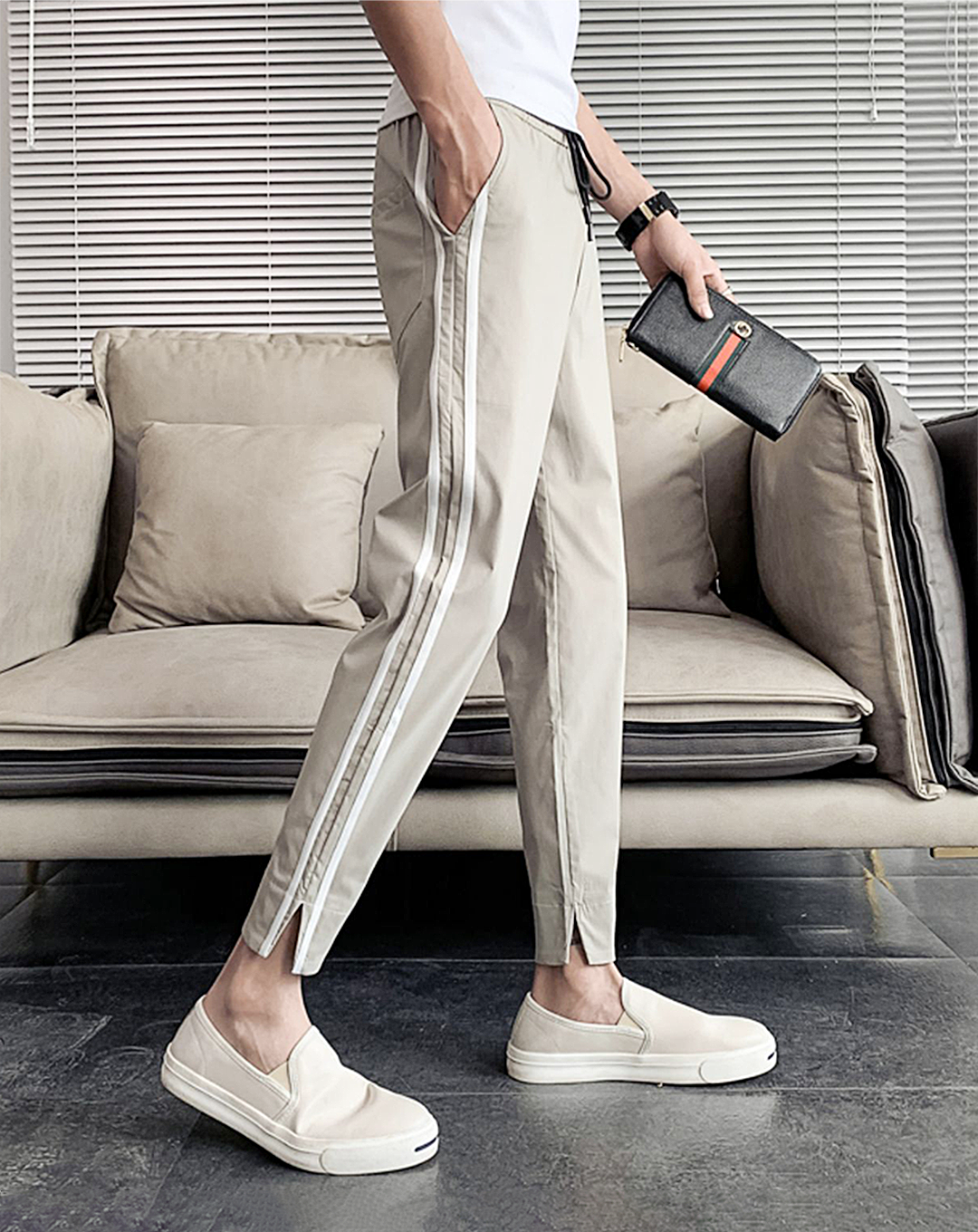 ♂Drawstring Line Pants