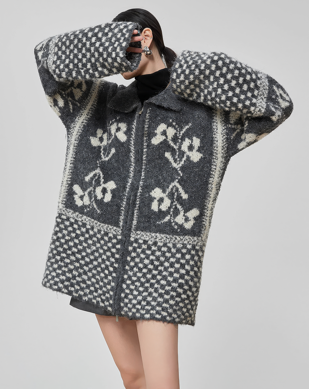 ♀Zip Up Knit Jacket