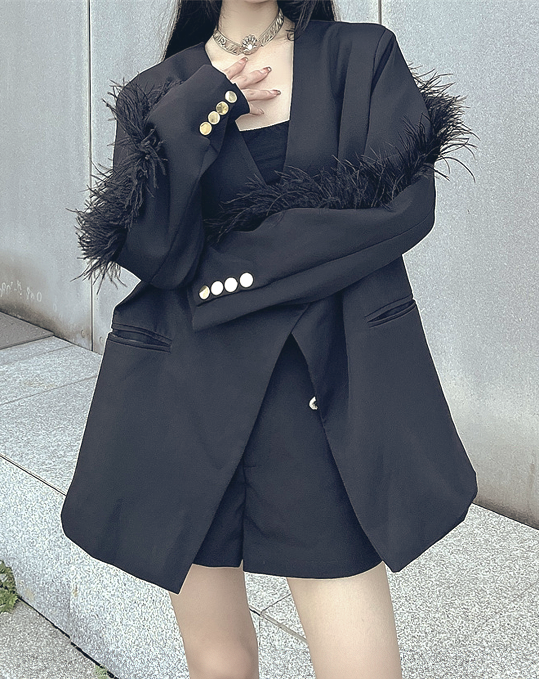♀Feather Sleeve Jacket