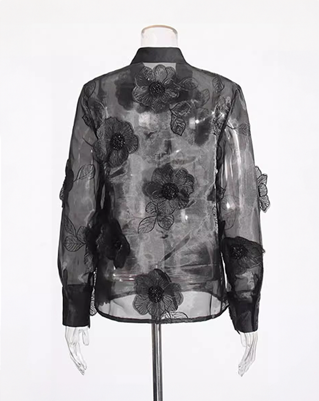♀Flower Motif Sheer Shirt