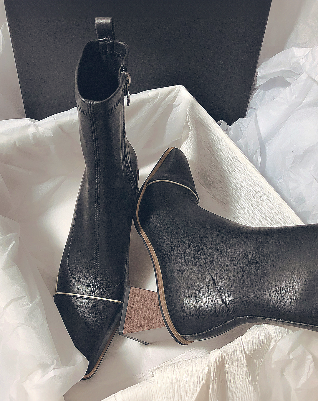 ♀本革/Plain Narrow Line Boots