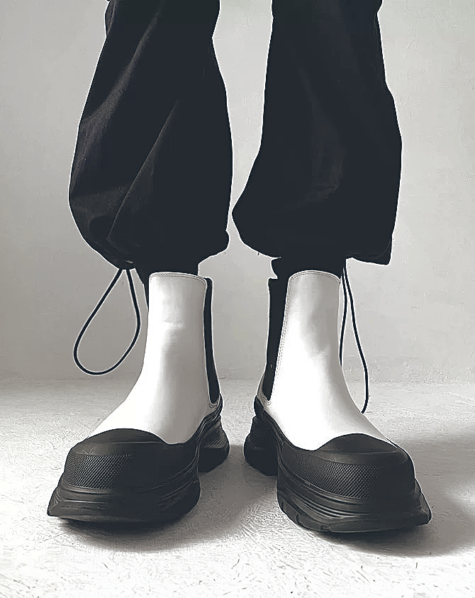 ♂♀Platform Leather Chelsea Boots