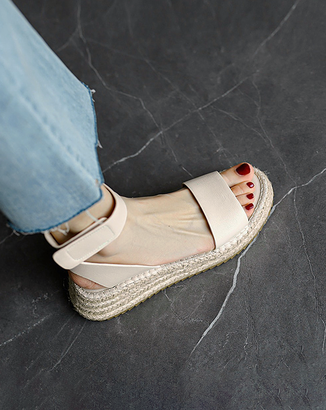 ♀Ankle Strap Wedge Sole Sandals
