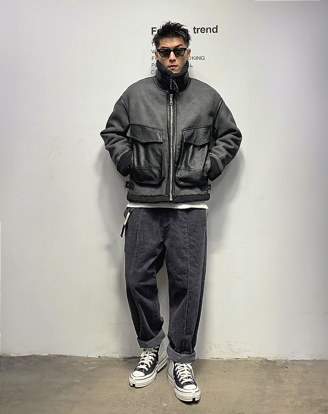 ♂Stand Neck Boa Jacket
