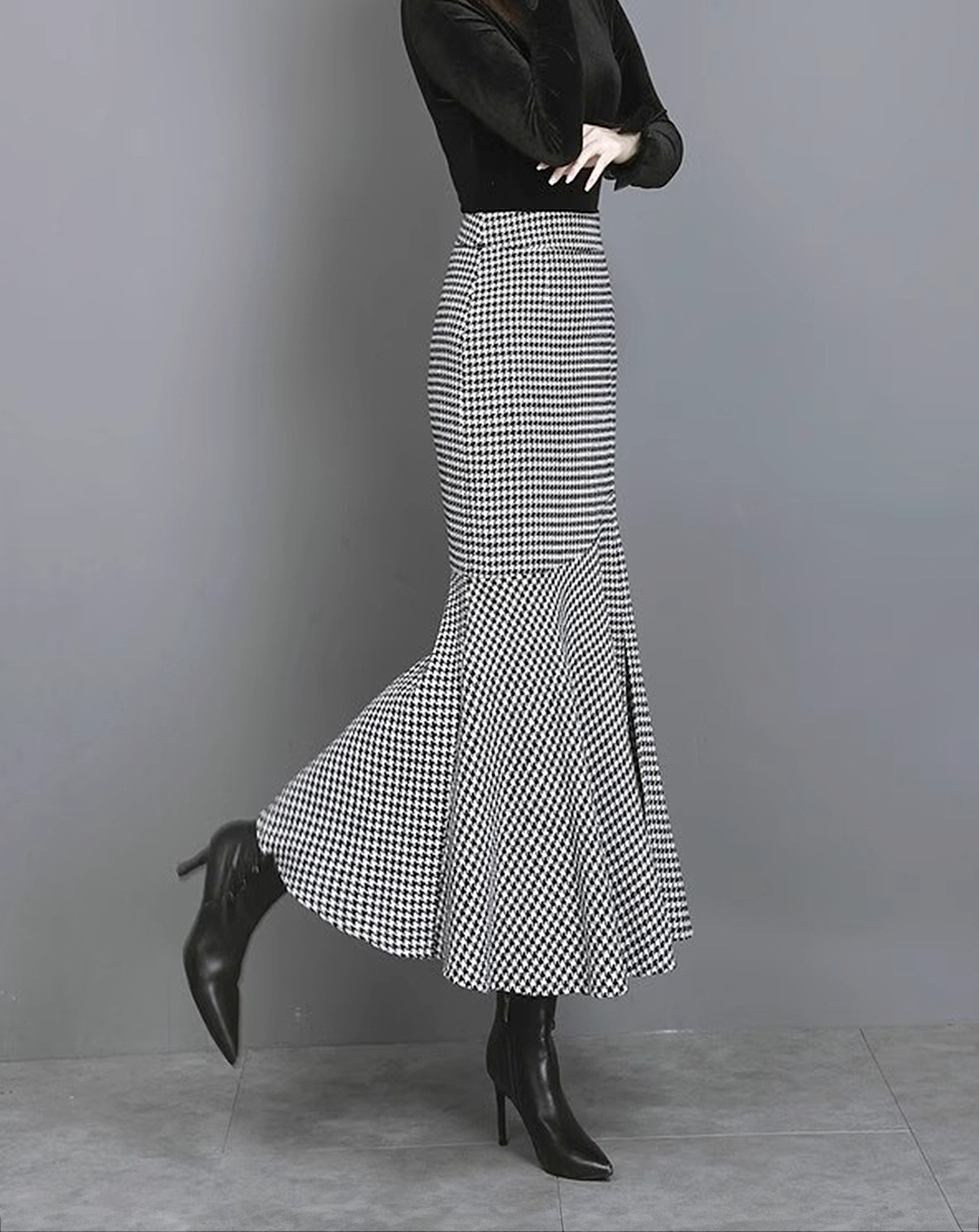♀Houndstooth Mermaid Skirt