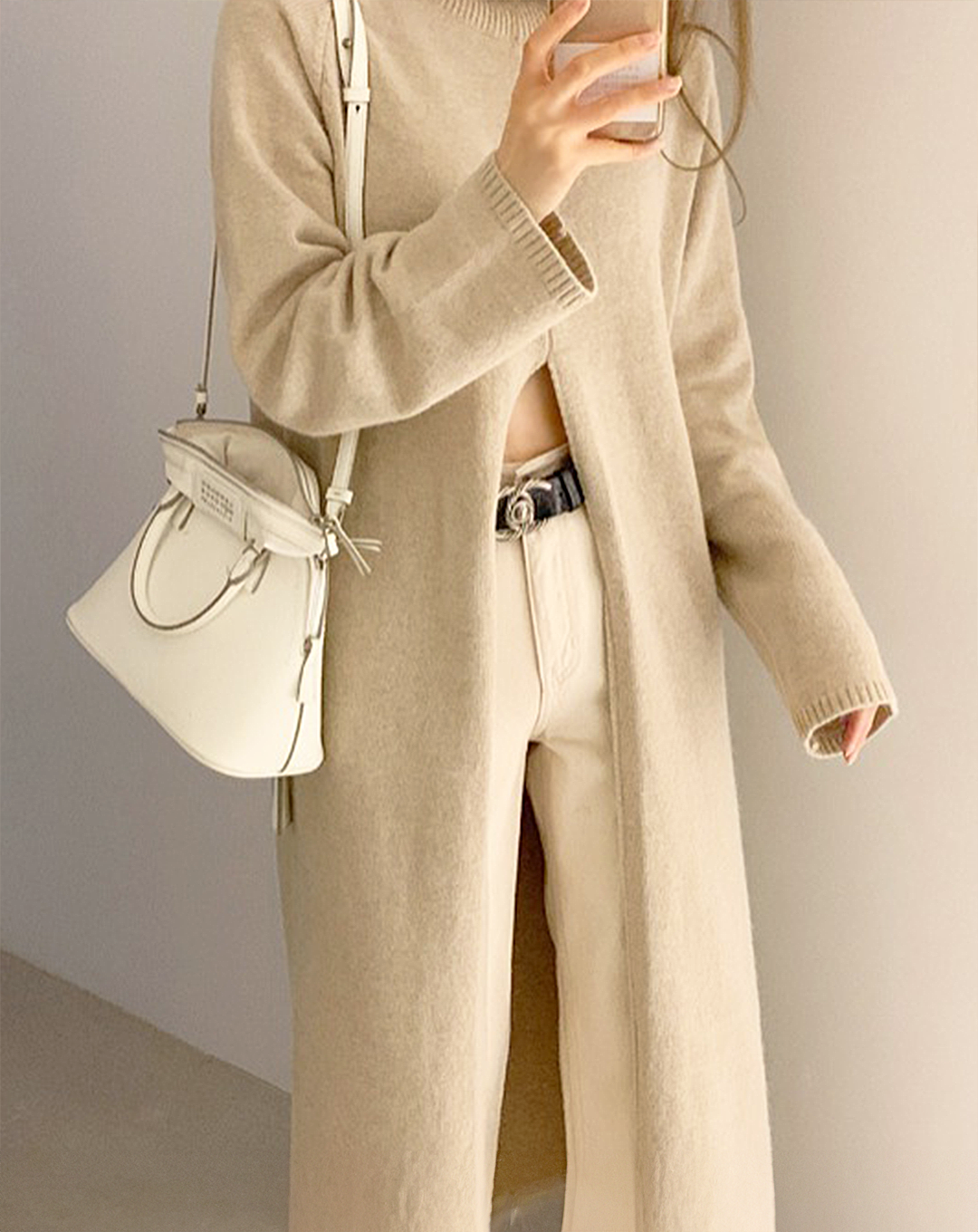 ♀Deep Slit Long Knit