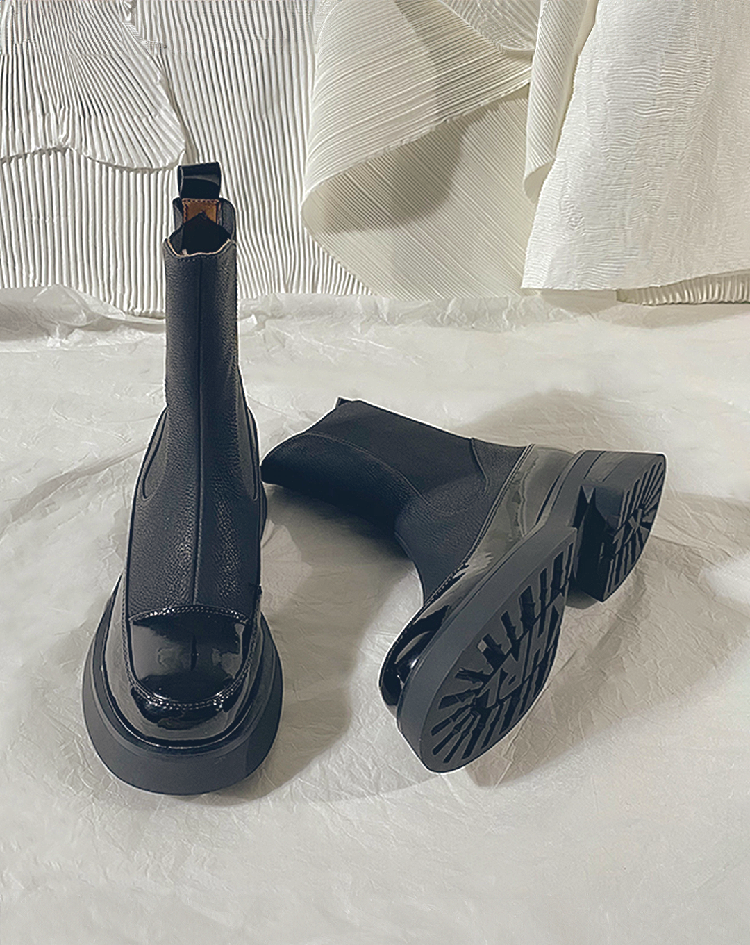 ♀Round Toe Chelsea Boots