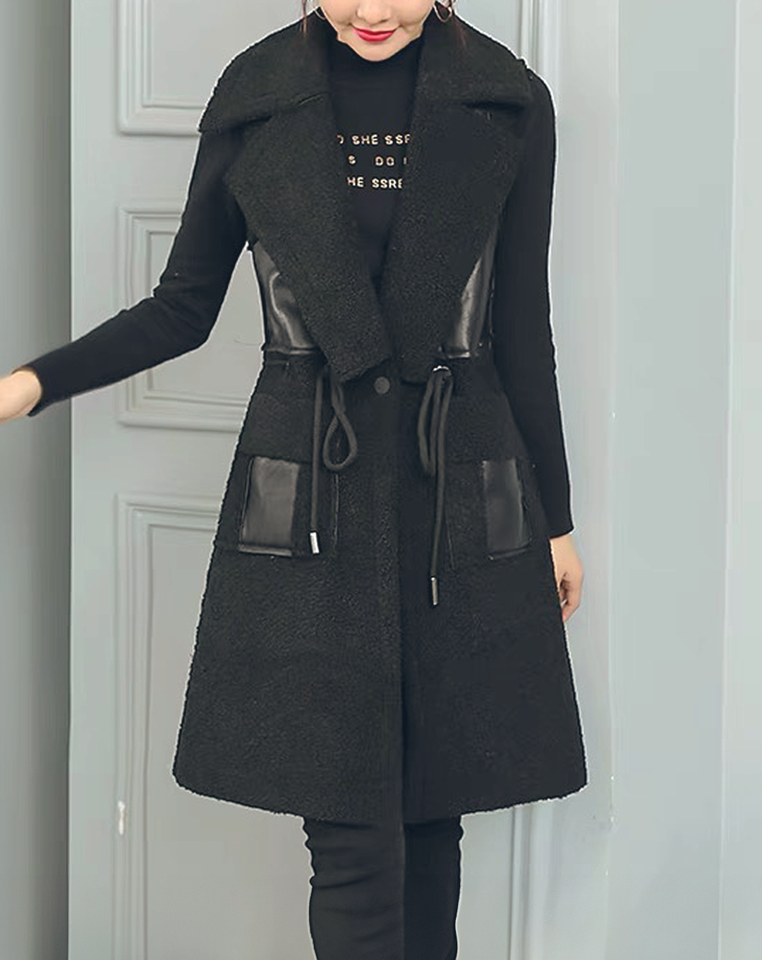 ♀Boa Long Vest Coat