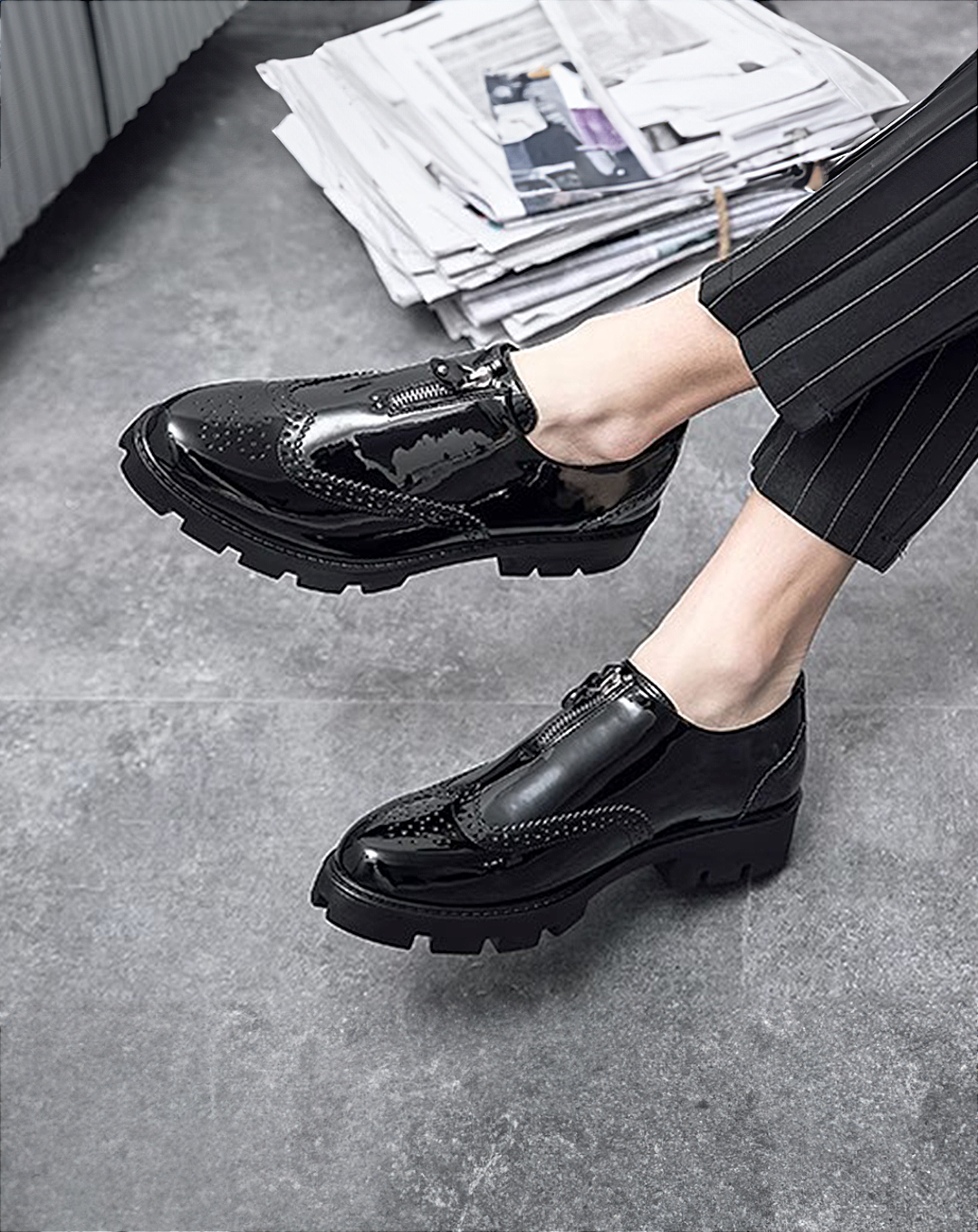 ♂Zip-Up Platform Shoes