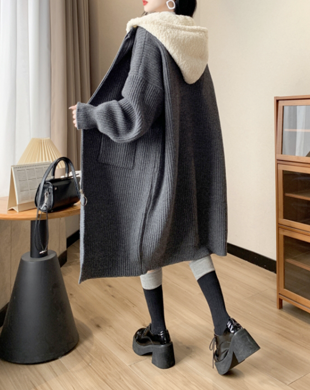 ♀Knit Hoodie Cardigan