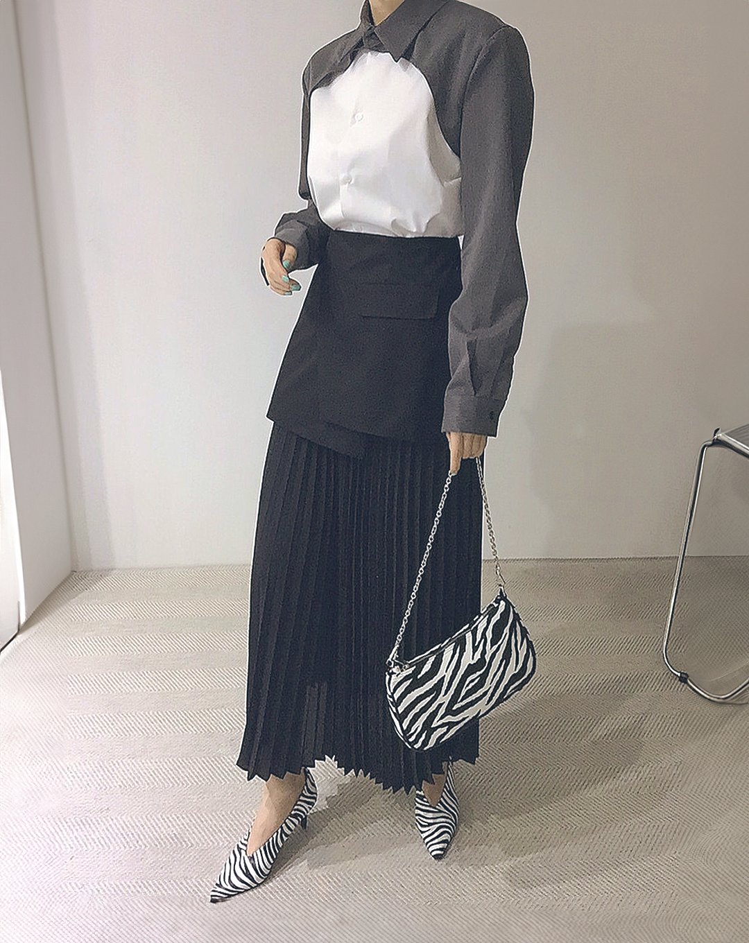 ♀Contrast Color Layered Shirt