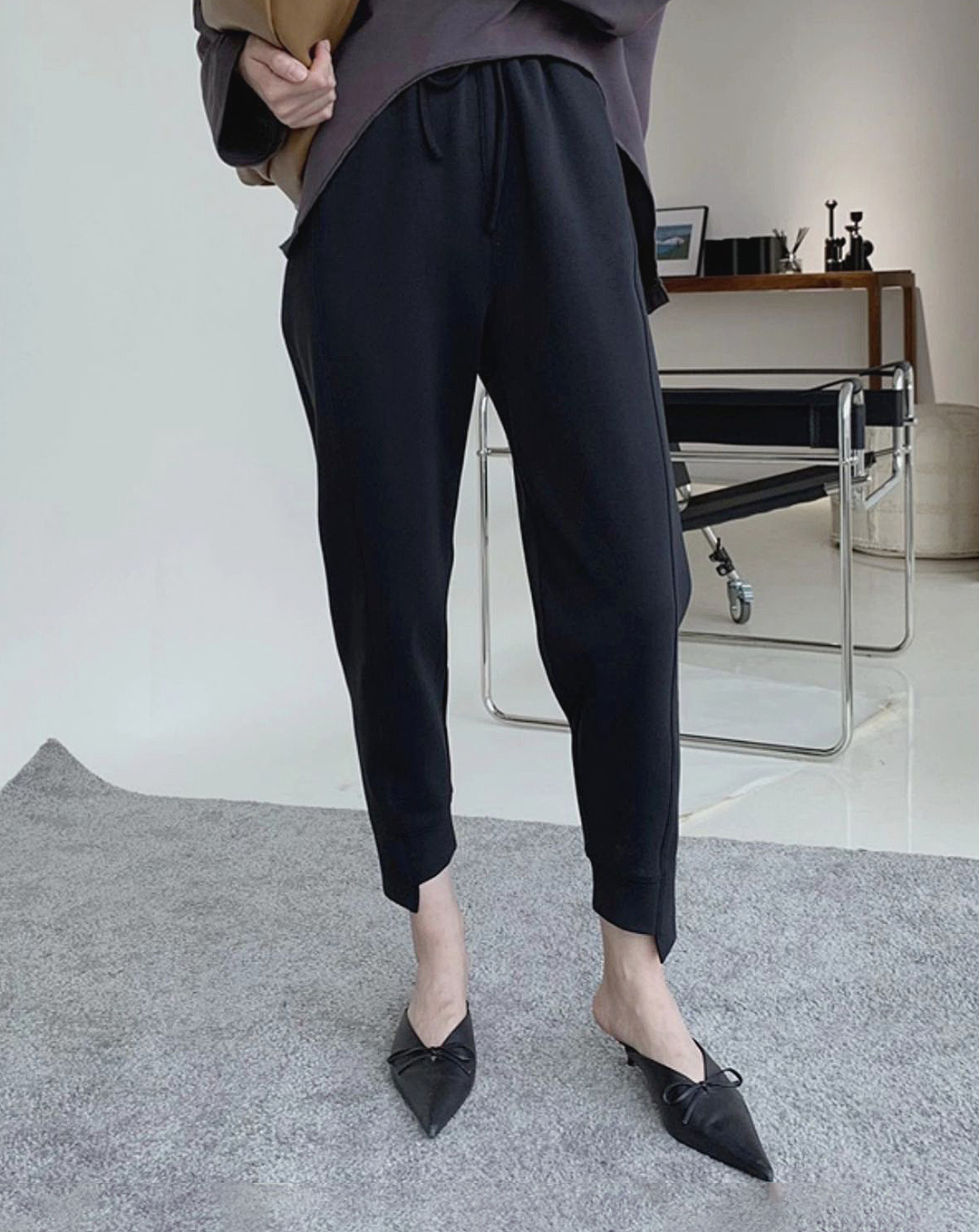 ♀Drawstring Cropped Pants