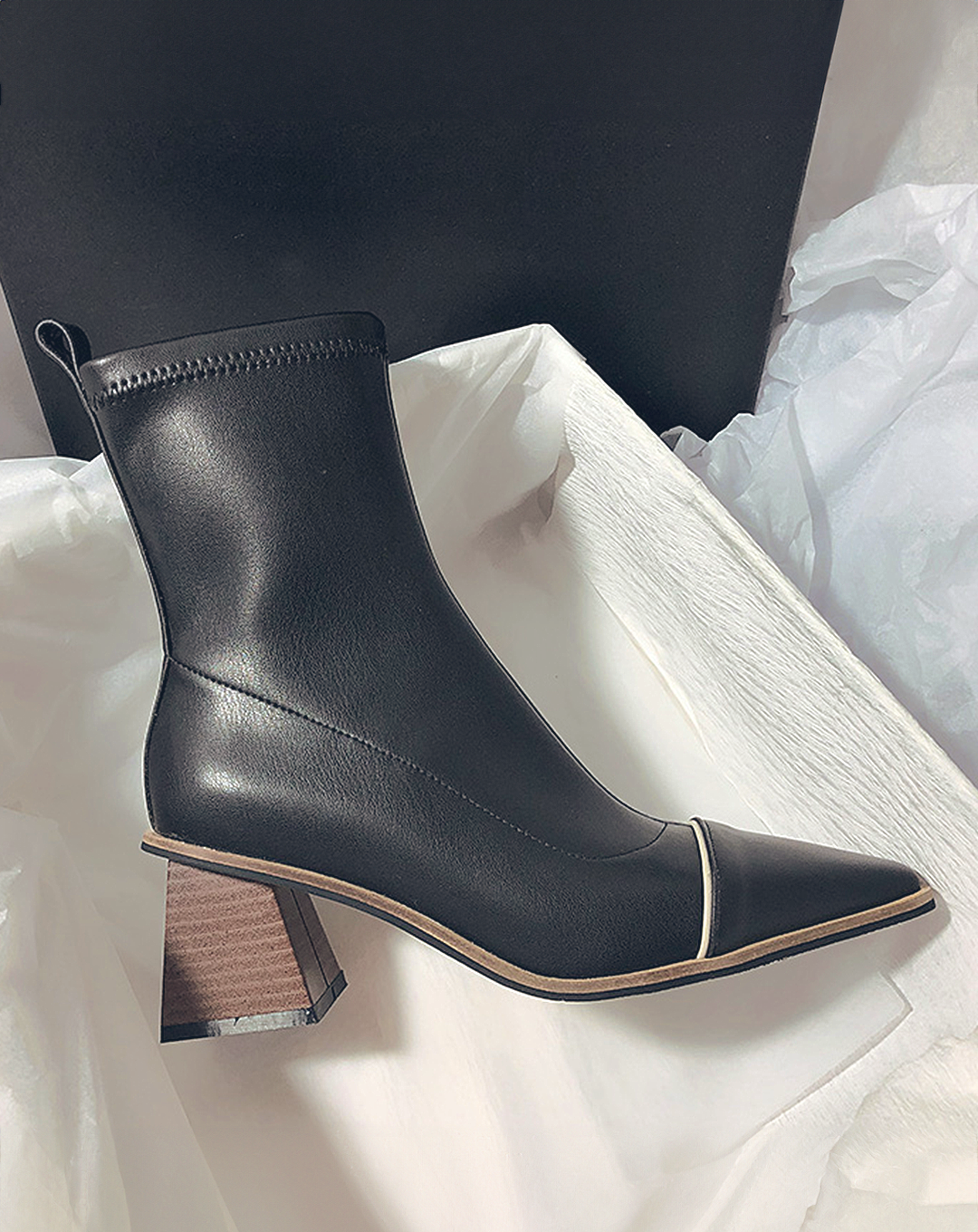 ♀本革/Plain Narrow Line Boots