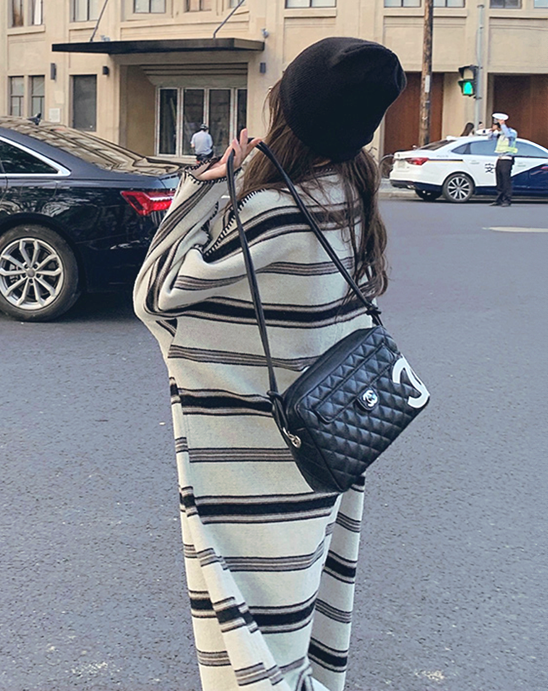 ♀Border Blanket Coat