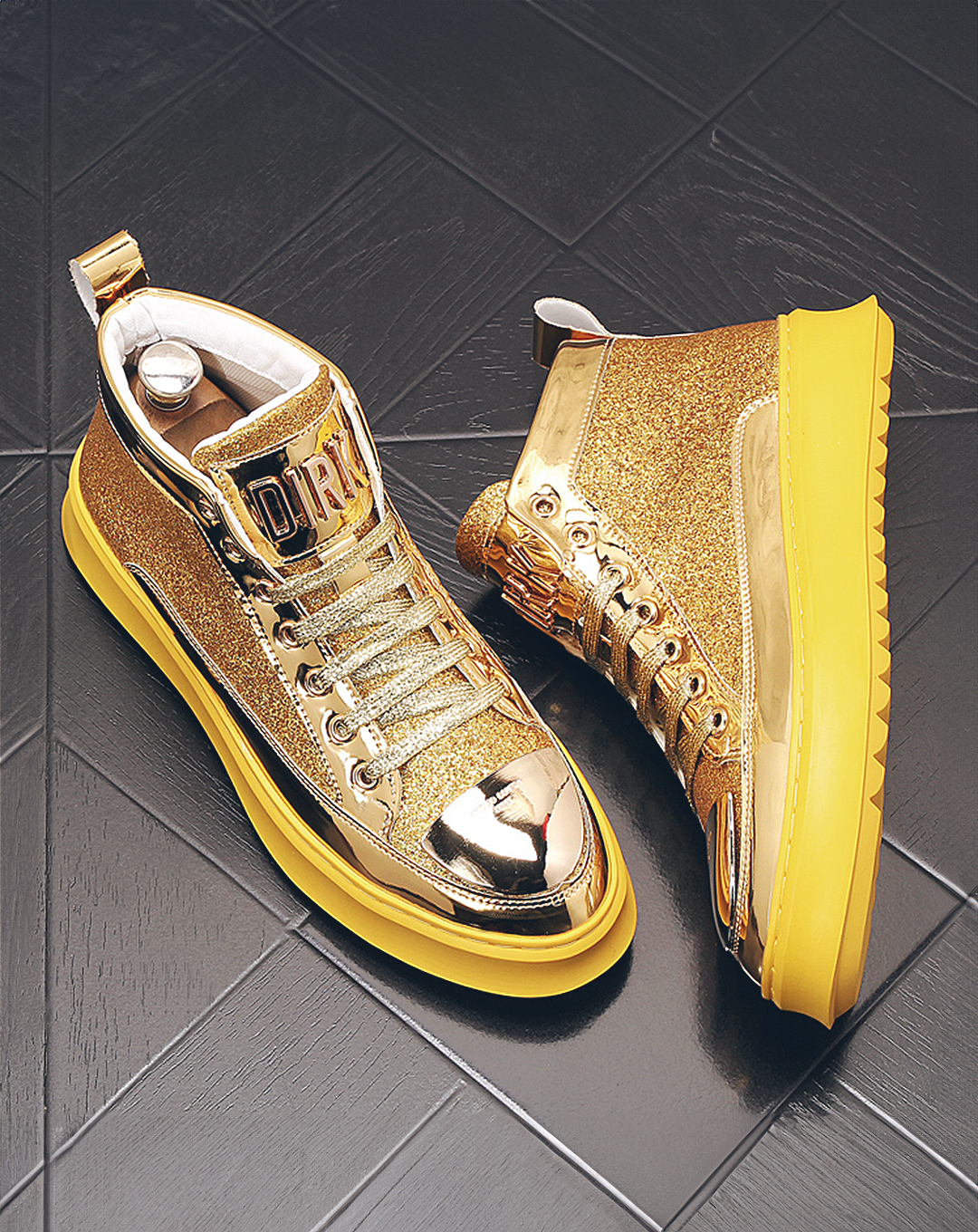 ♂♀Metallic Design Platform Sneakers