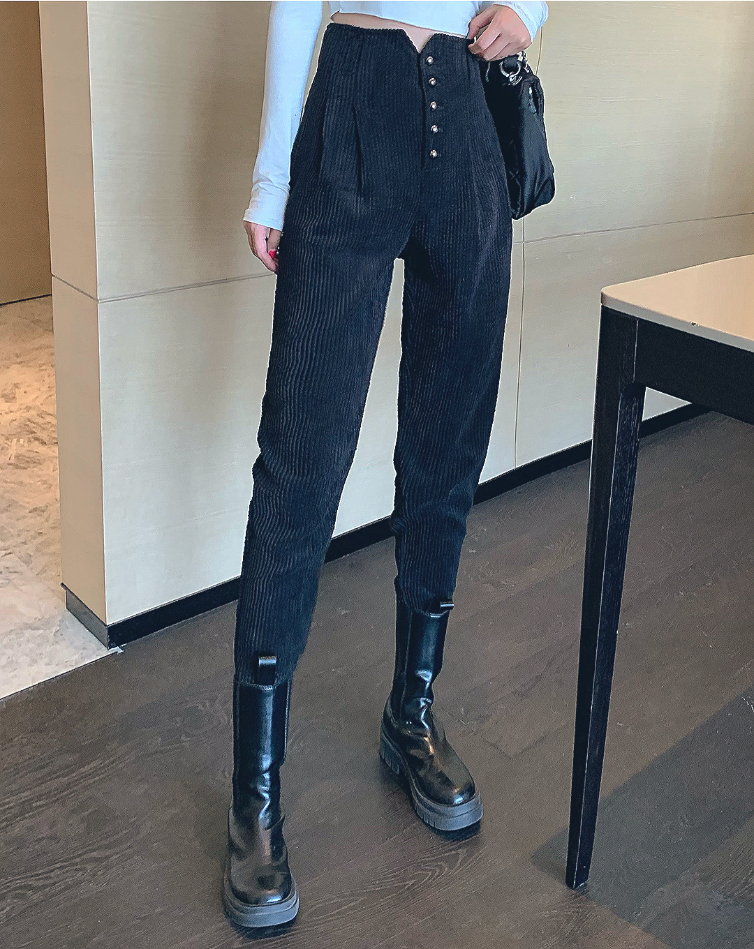 ♀High Waist Corduroy Pants