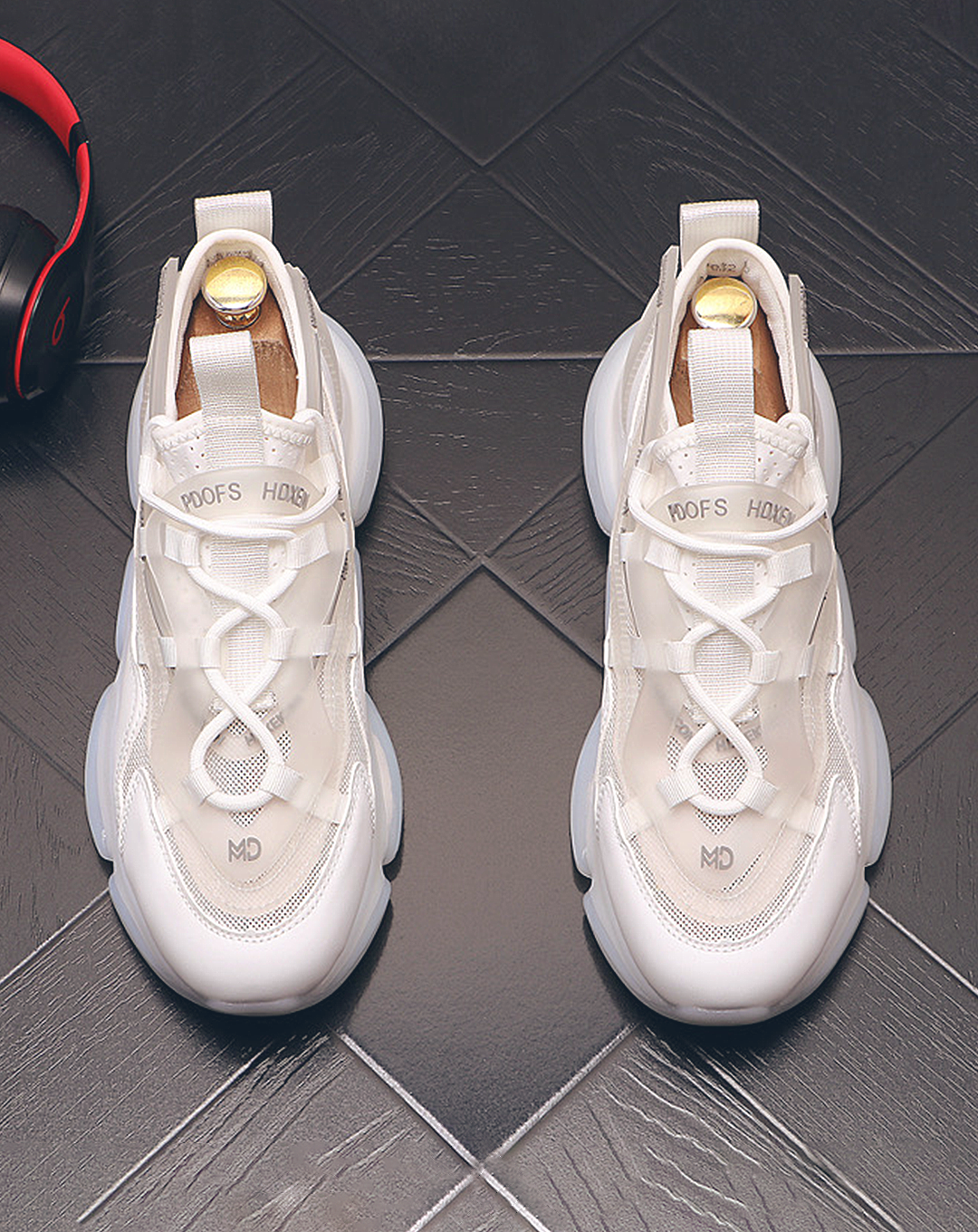 ♂♀Air Volume Sole White Sneakers