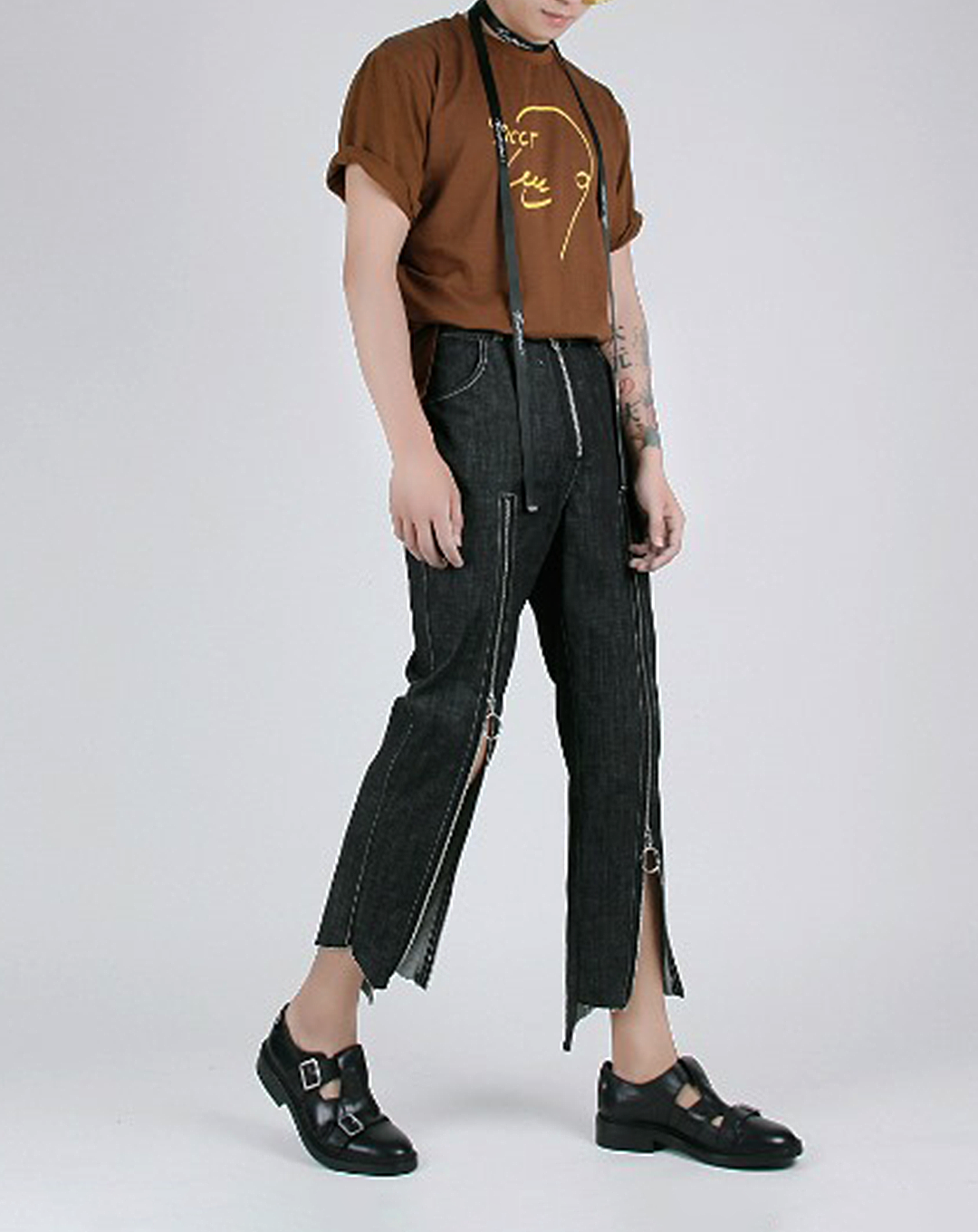 ♂Zip Design Cut-Off Pants