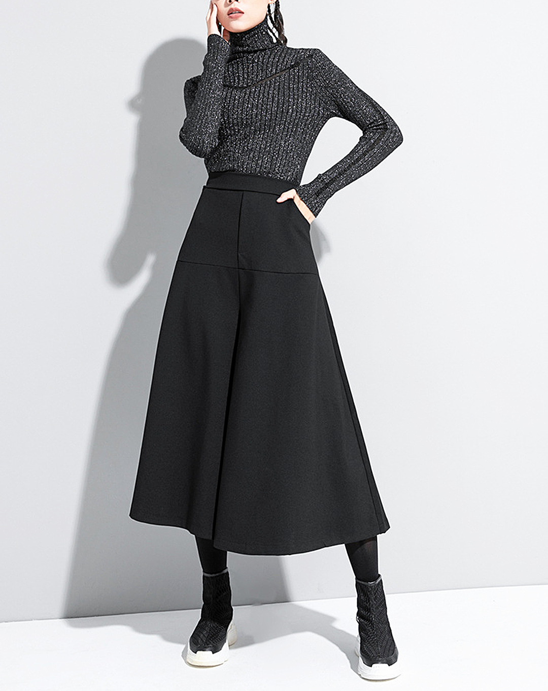 ♀Black Wide Leg Pants