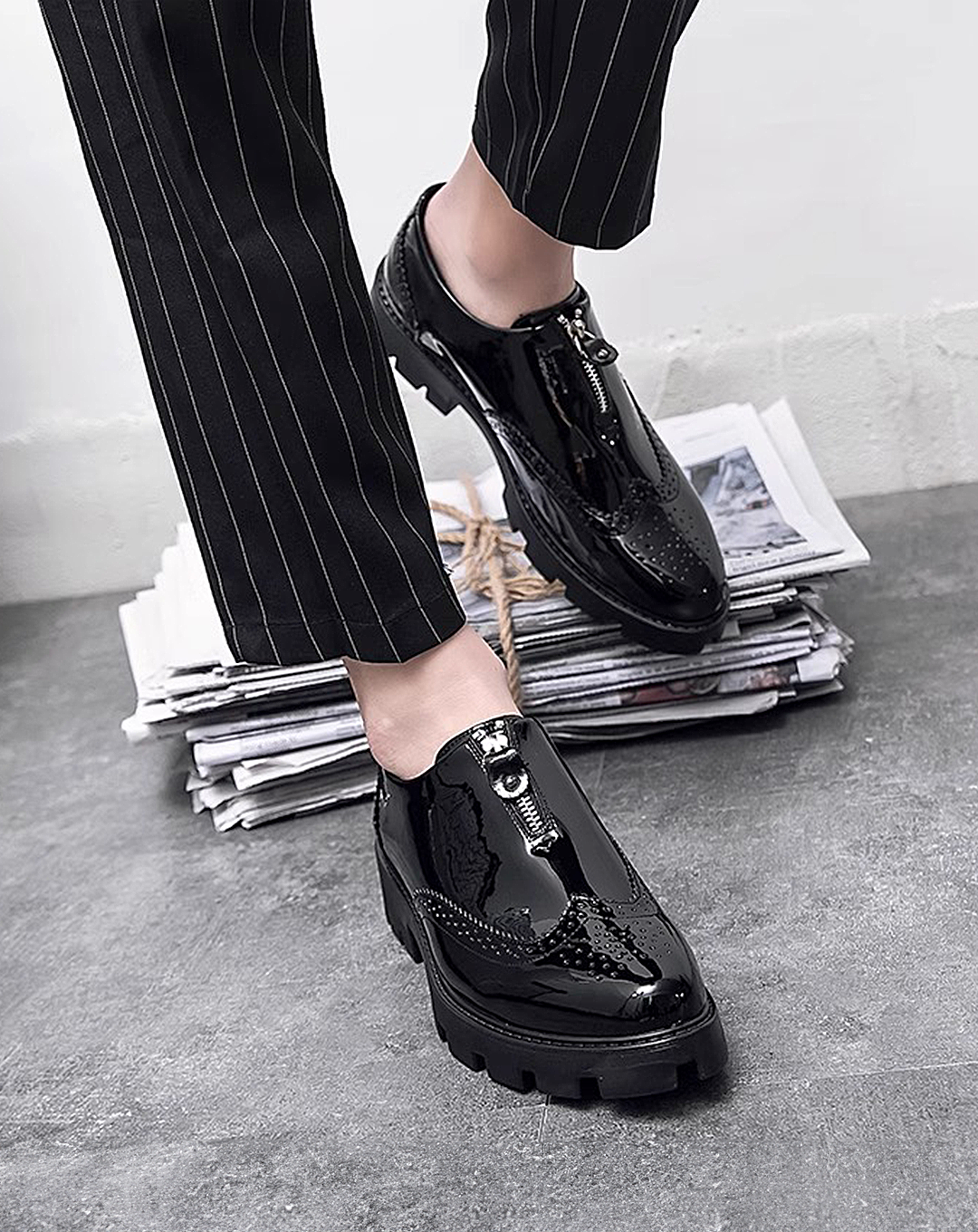 ♂Zip-Up Platform Shoes