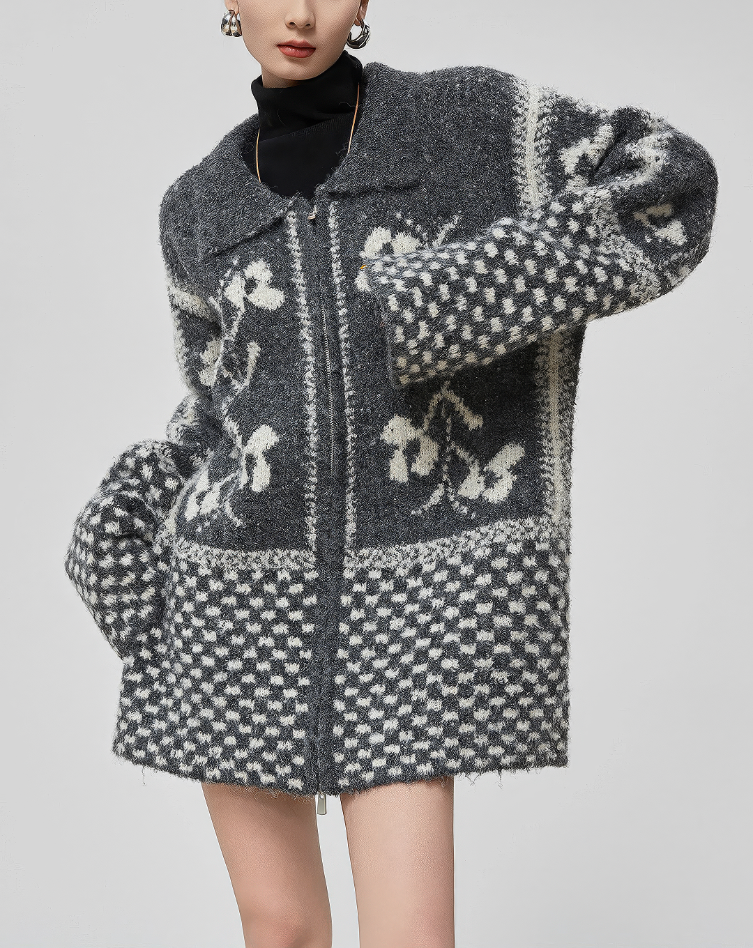 ♀Zip Up Knit Jacket