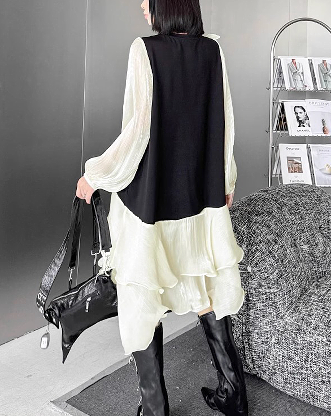 ♀Tiered Switching Dress