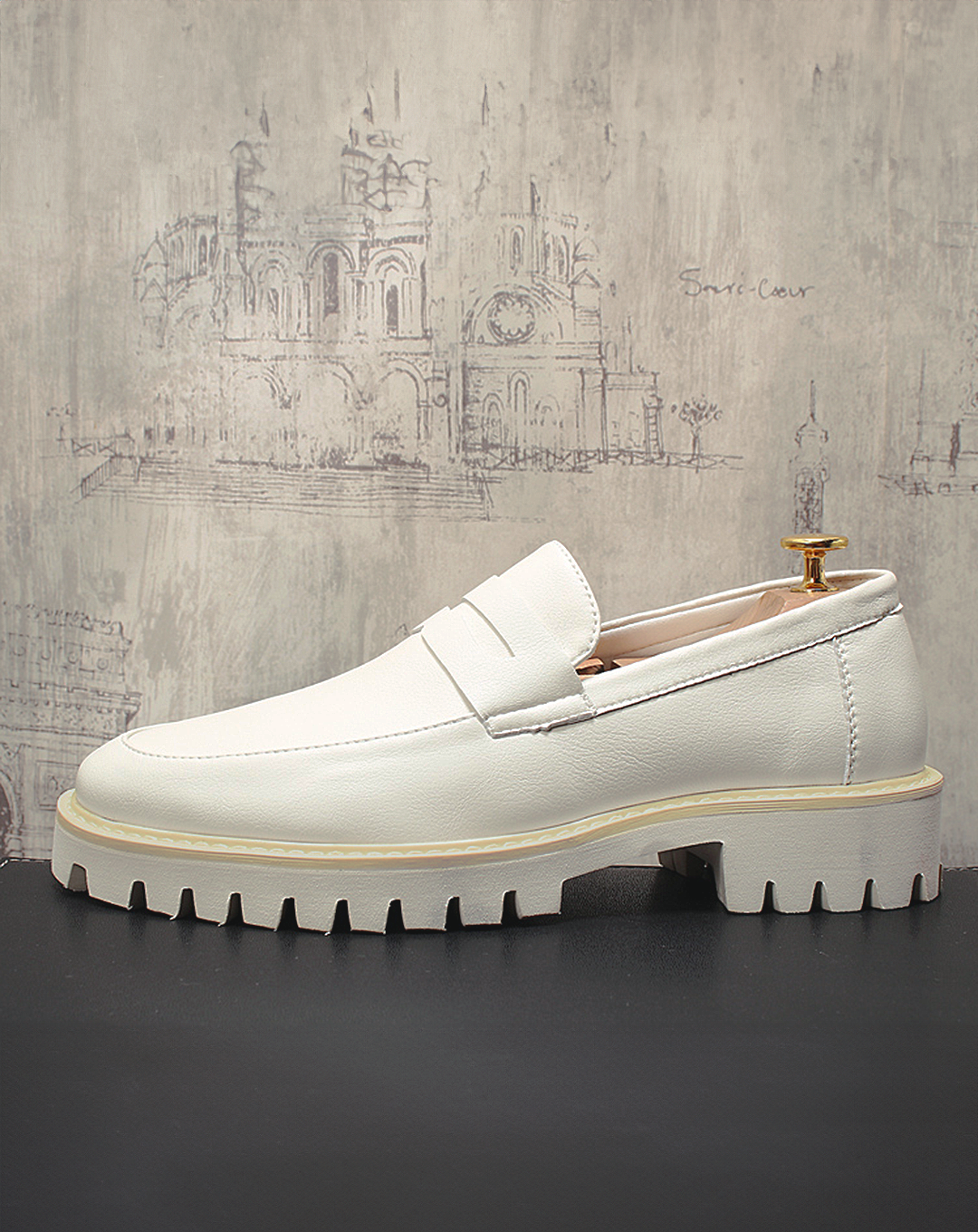 ♂♀Plain Toe Rugged Sole Loafers