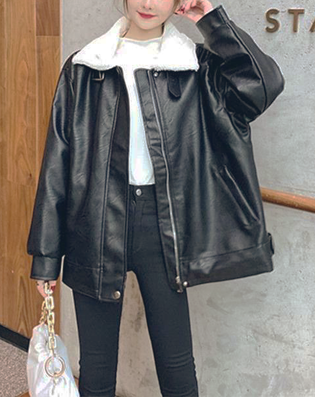 ♀Big Silhouette Mouton Jacket