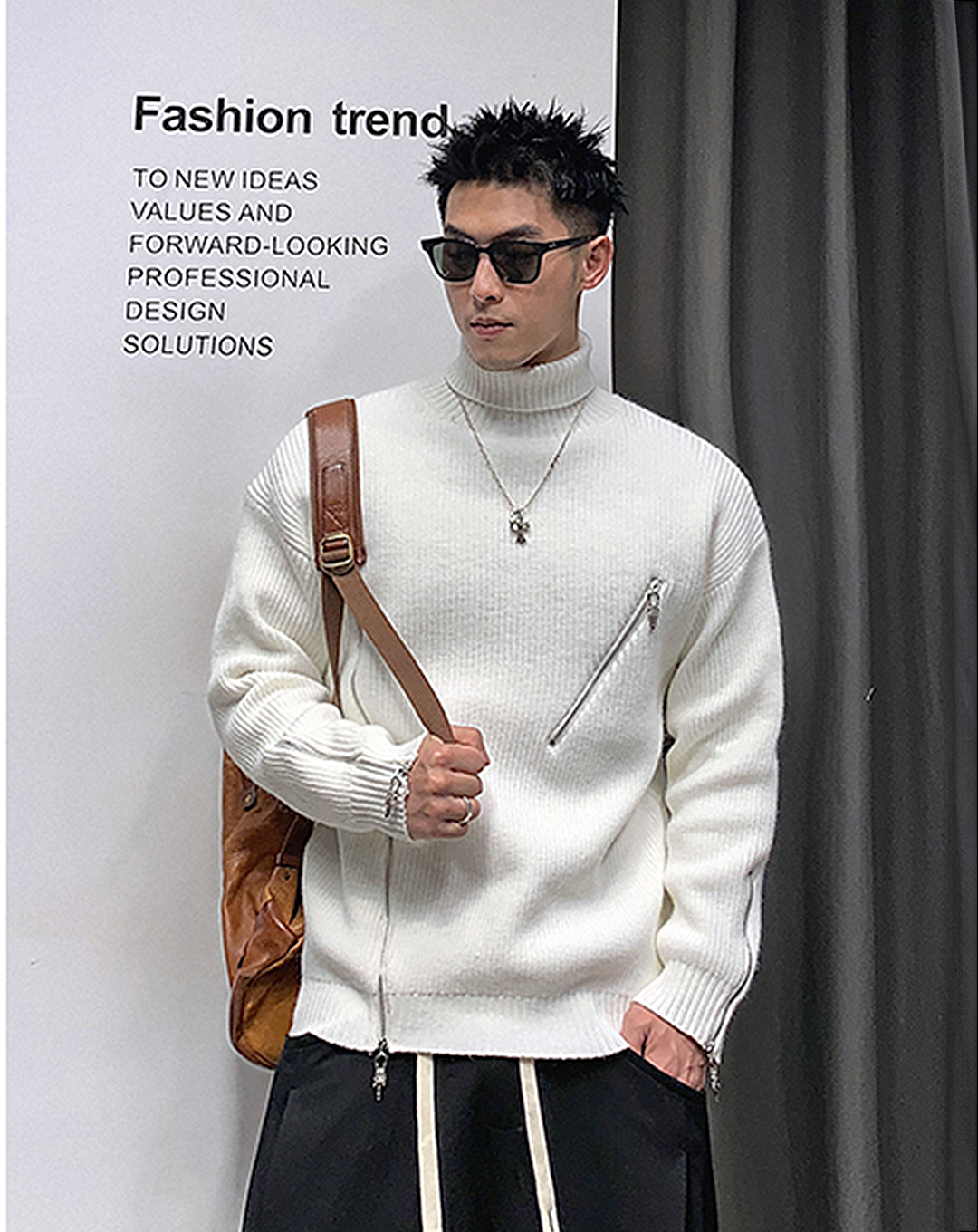 ♂High Neck Zip Knit