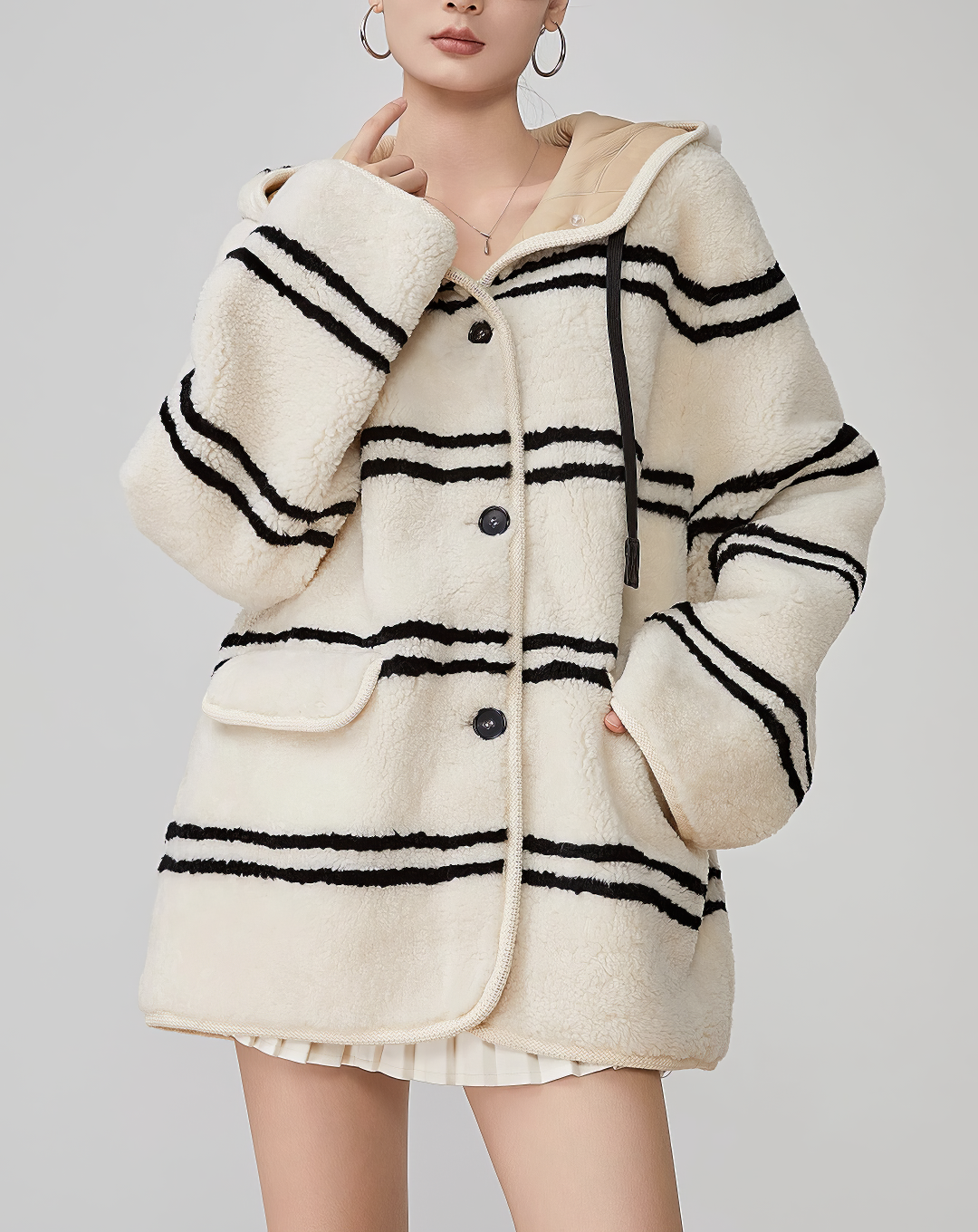 ♀Border Boa Hooded Jacket