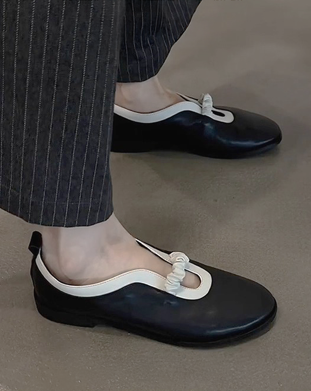♀Gathered Strap Flat Shoes