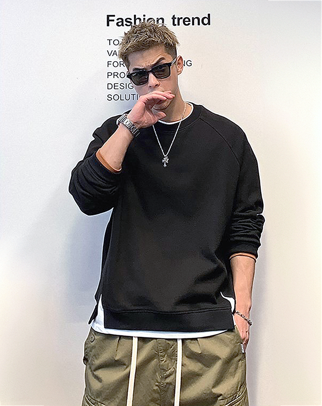 ♂Simple Slit Sweatshirt