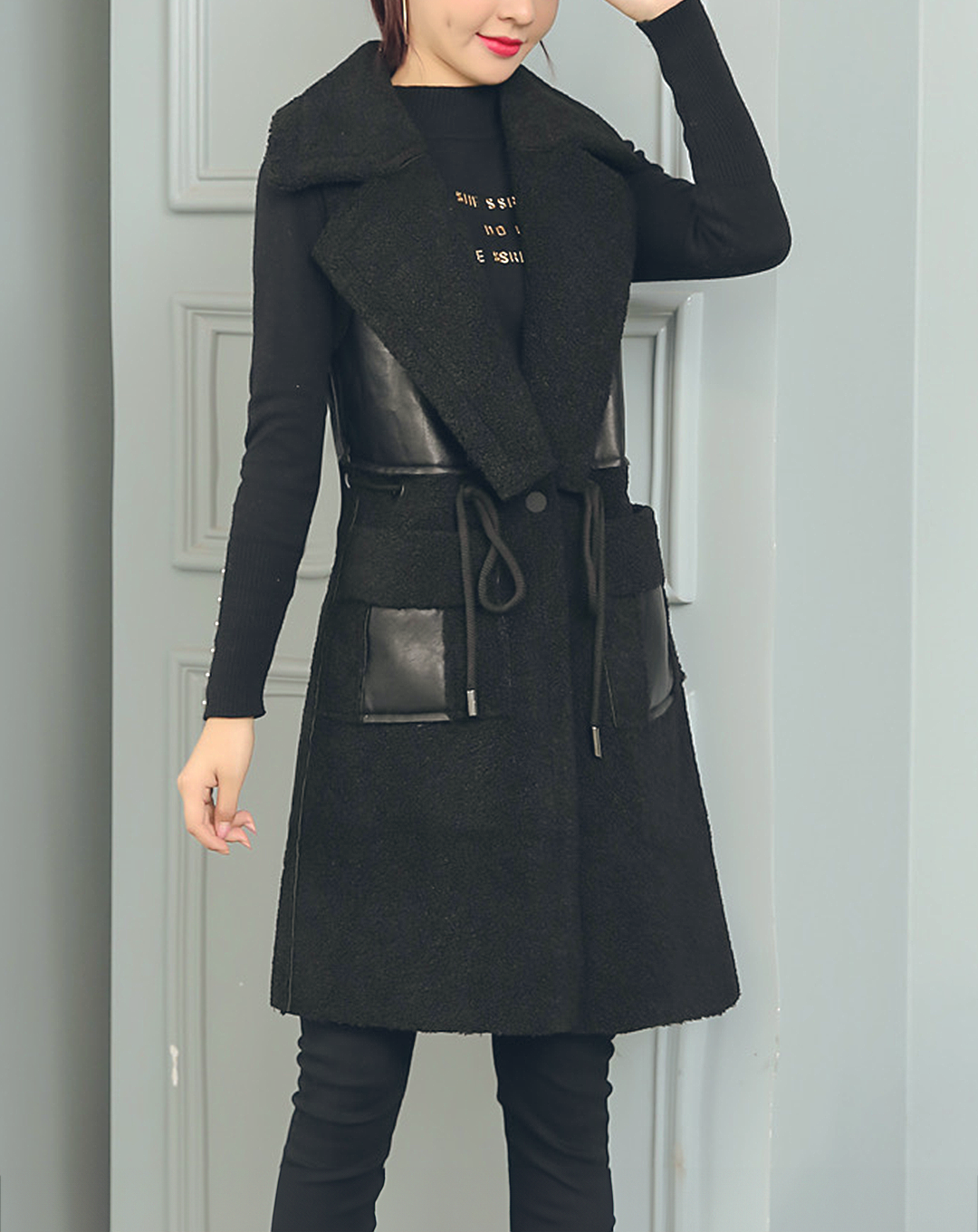 ♀Boa Long Vest Coat
