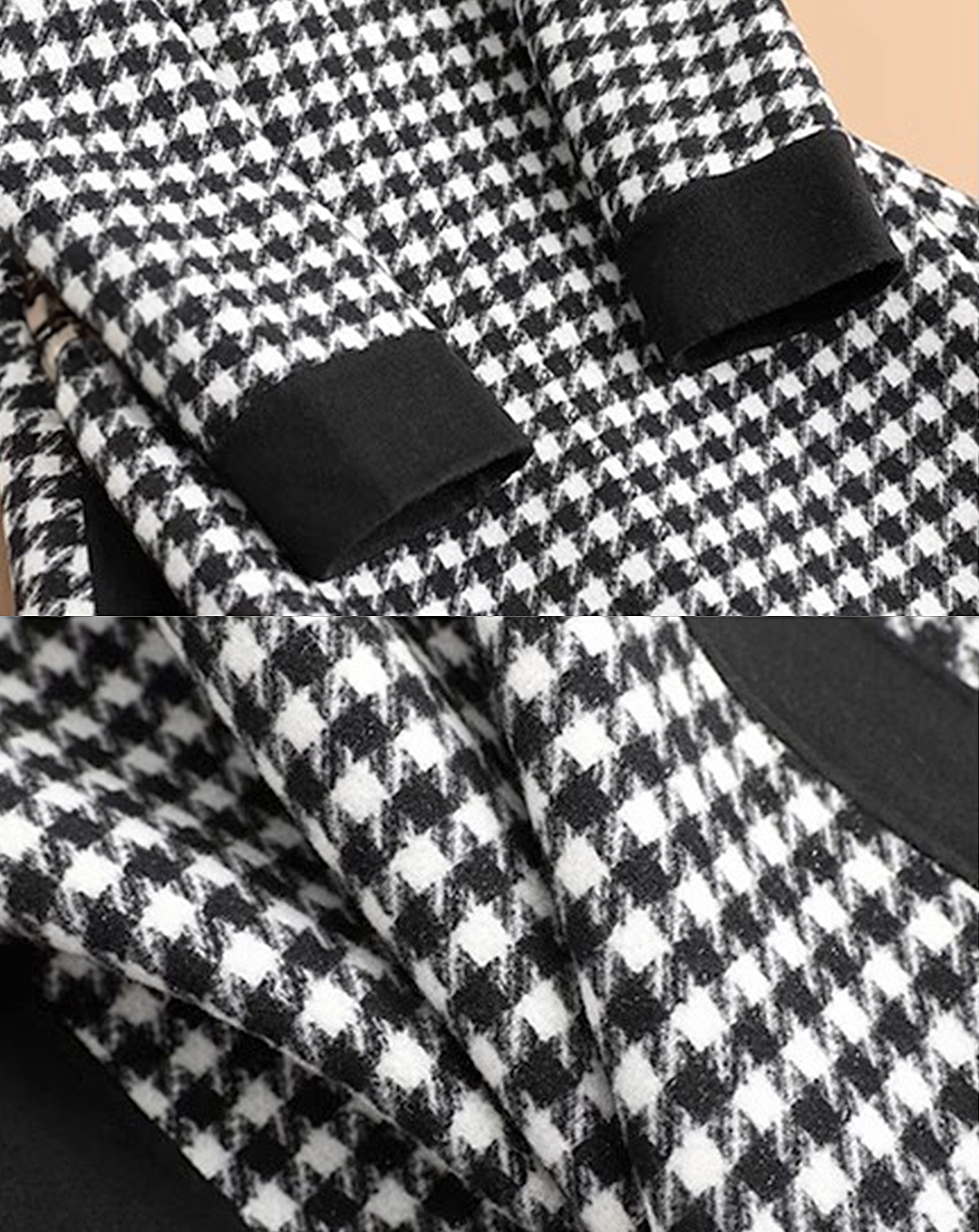 ♀Houndstooth Soutien Collar Coat
