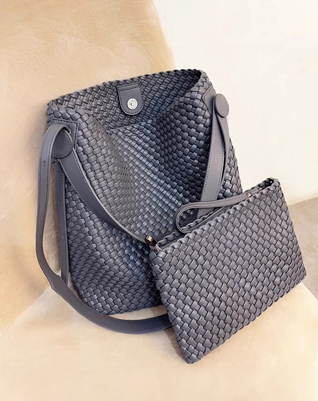 ♀Braided Leather Tote Bag