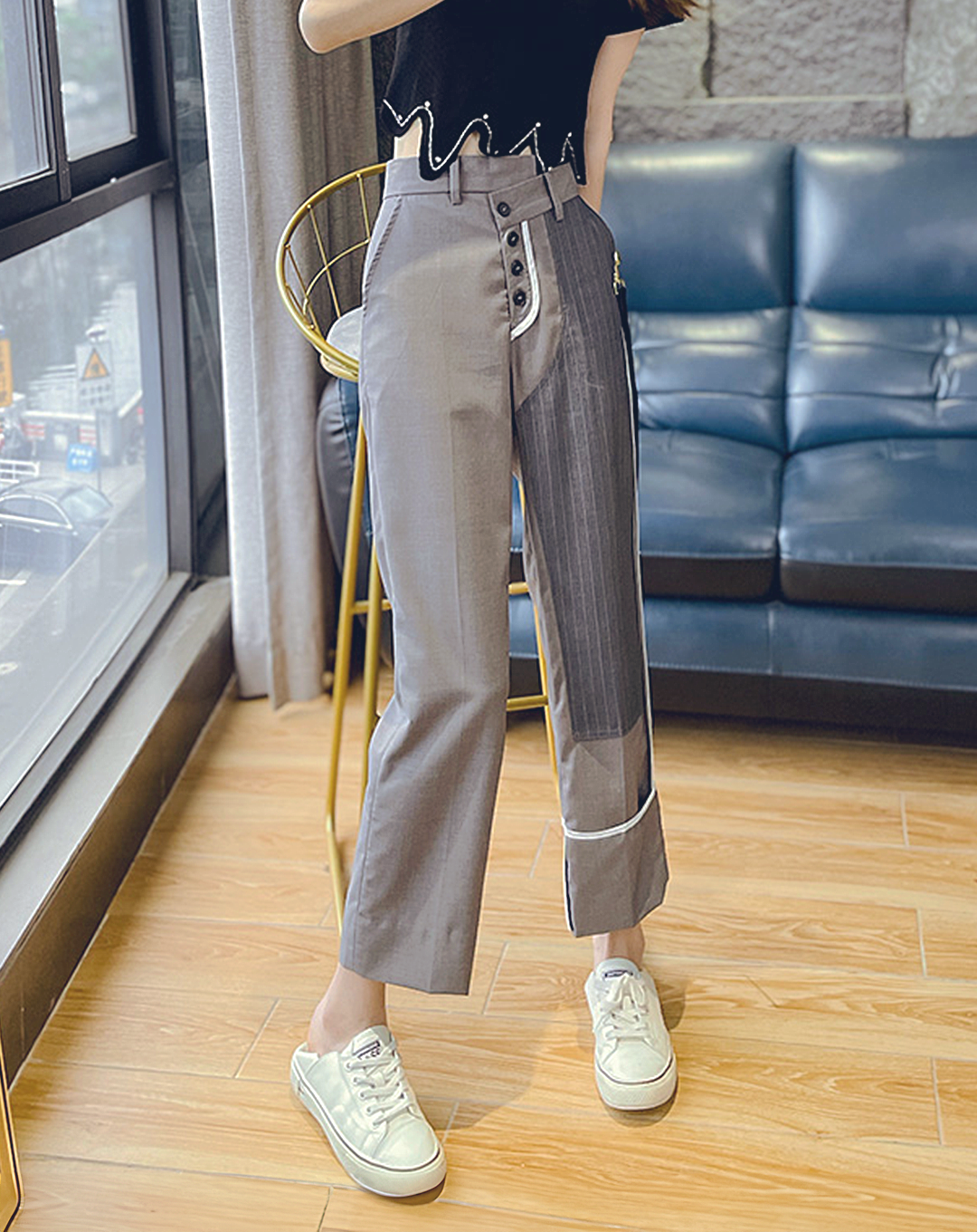 ♀Asymmetric Switching Pants