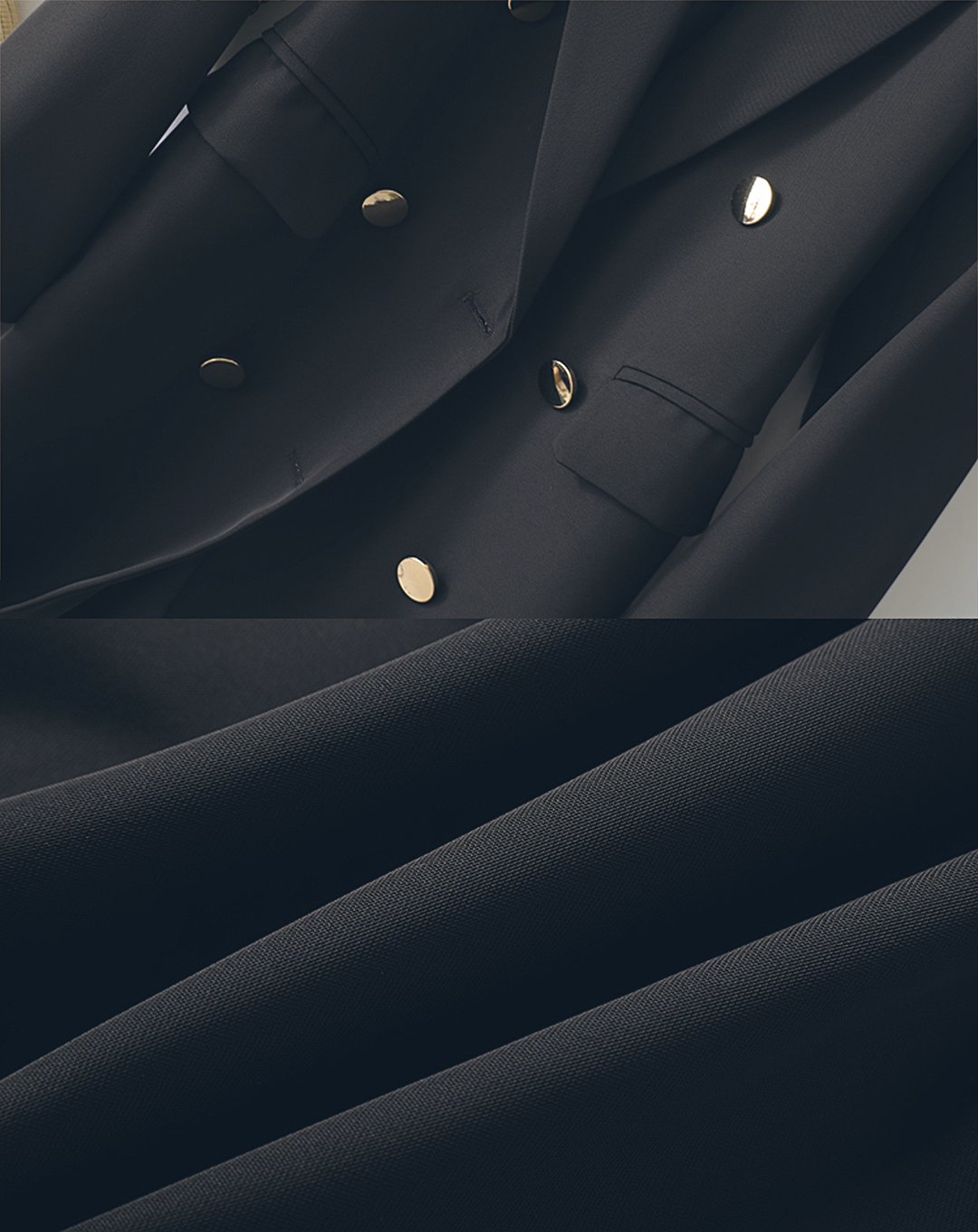 ♀Gold Button Double Breasted Long Jacket