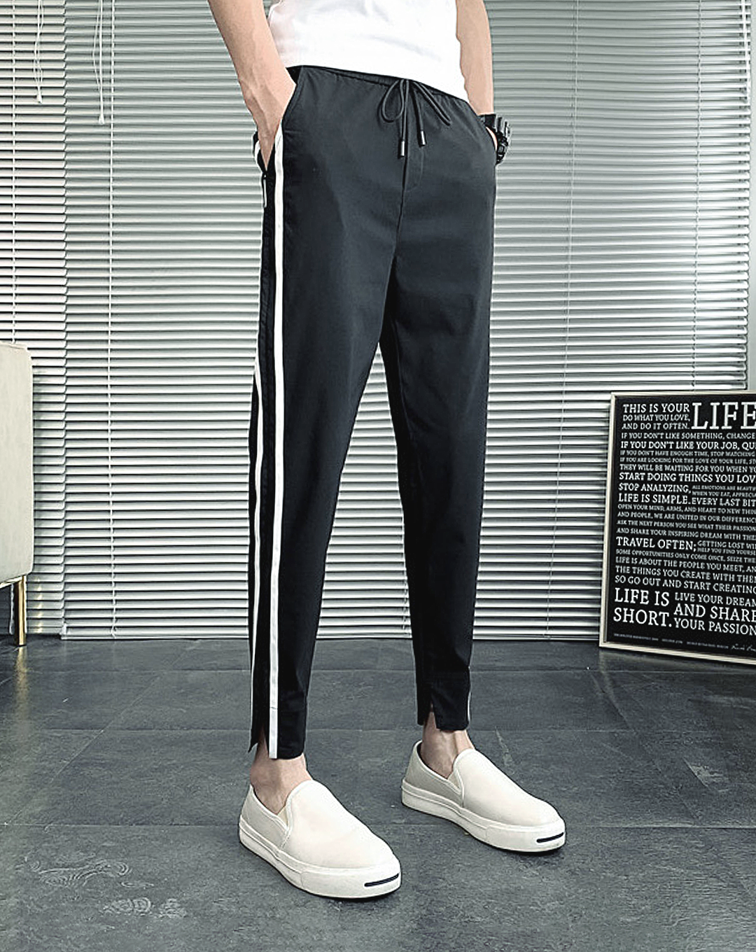 ♂Drawstring Line Pants