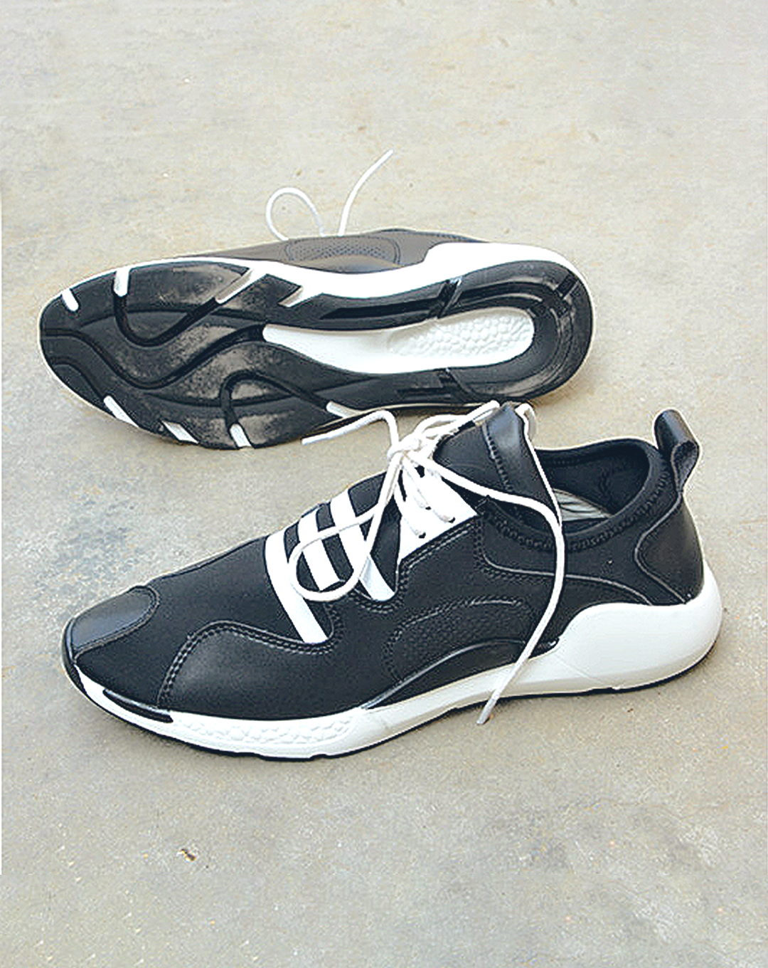 ♂♀本革/Horizontal Line Design Sneakers